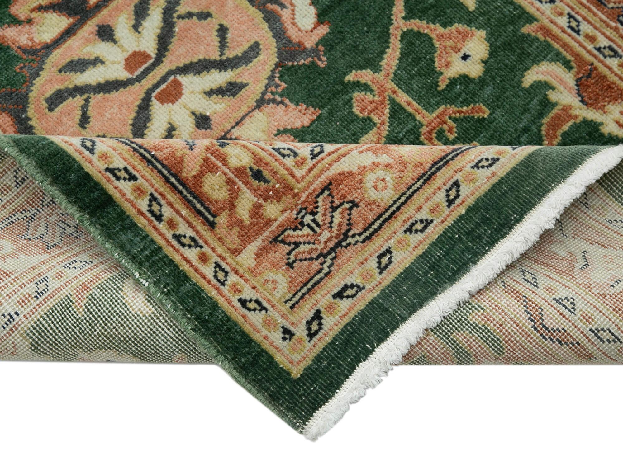 3 x 18 Green Oushak Runner Rug - 3627