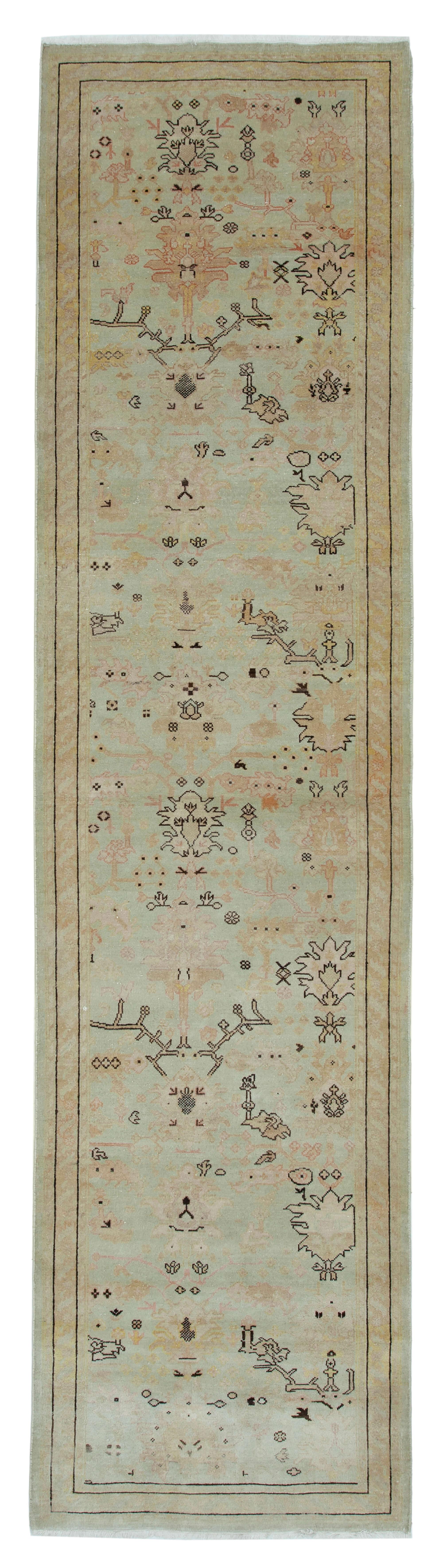 3 x 12 Beige Oushak Runner Rug - 3628