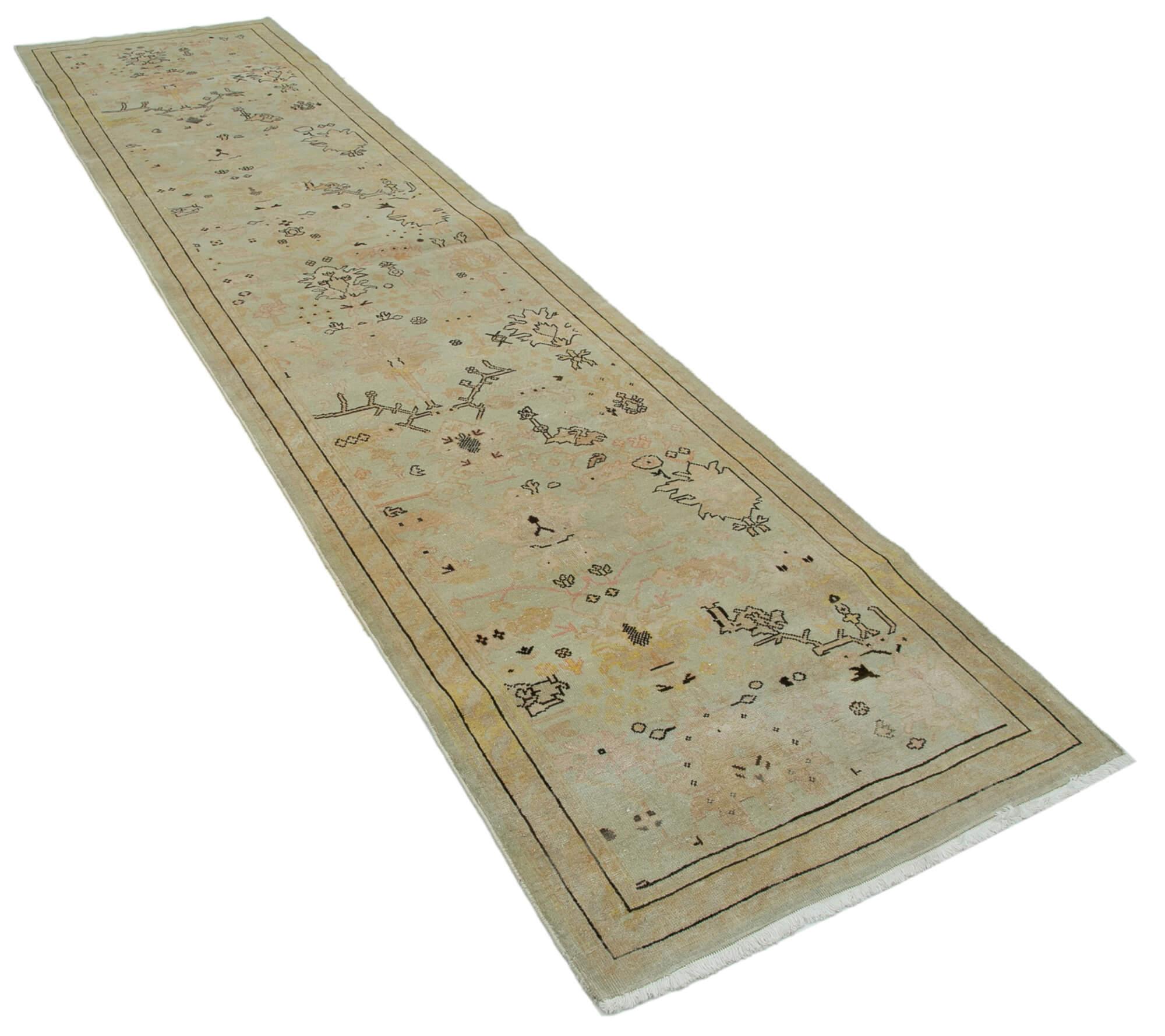 3 x 12 Beige Oushak Runner Rug - 3628