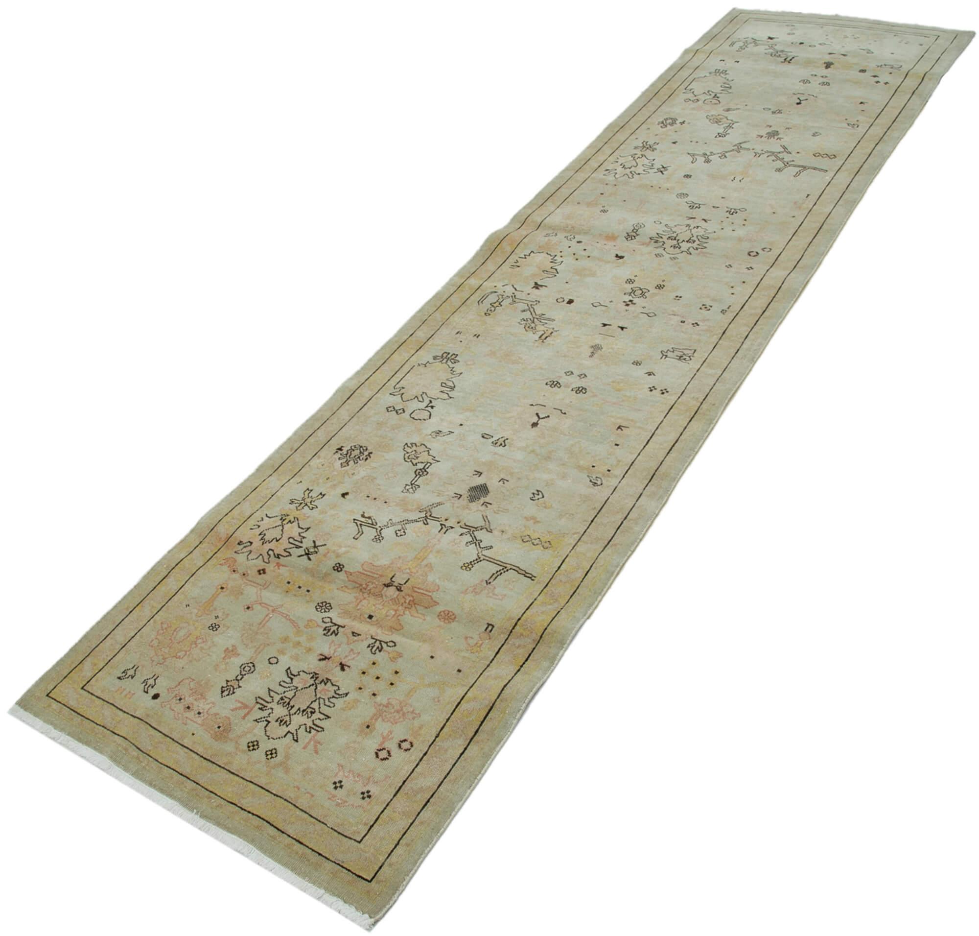 3 x 12 Beige Oushak Runner Rug - 3628