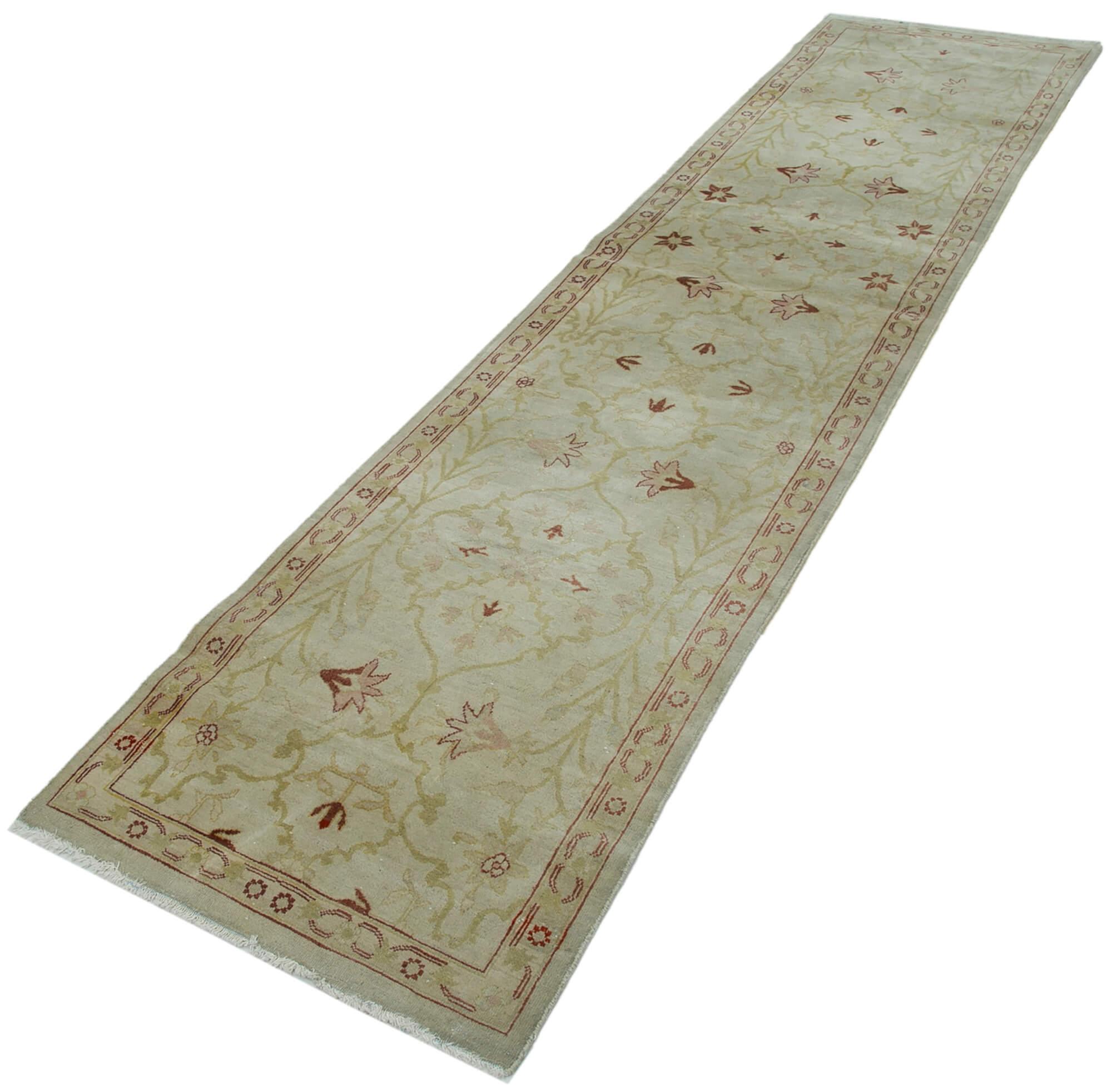 3 x 11 Beige Oushak Runner Rug - 3629