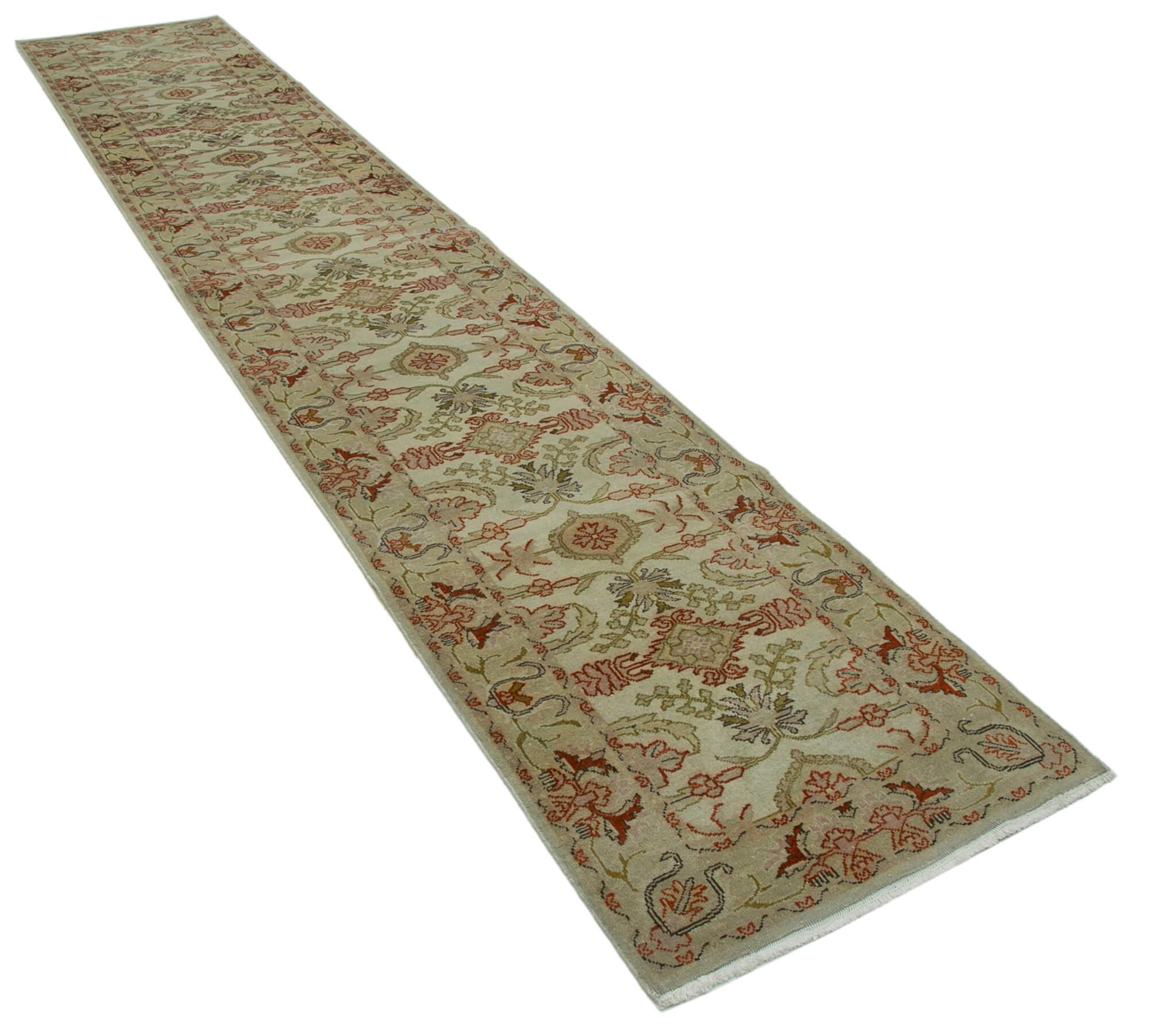 2 x 14 Beige Oushak Runner Rug - 3630