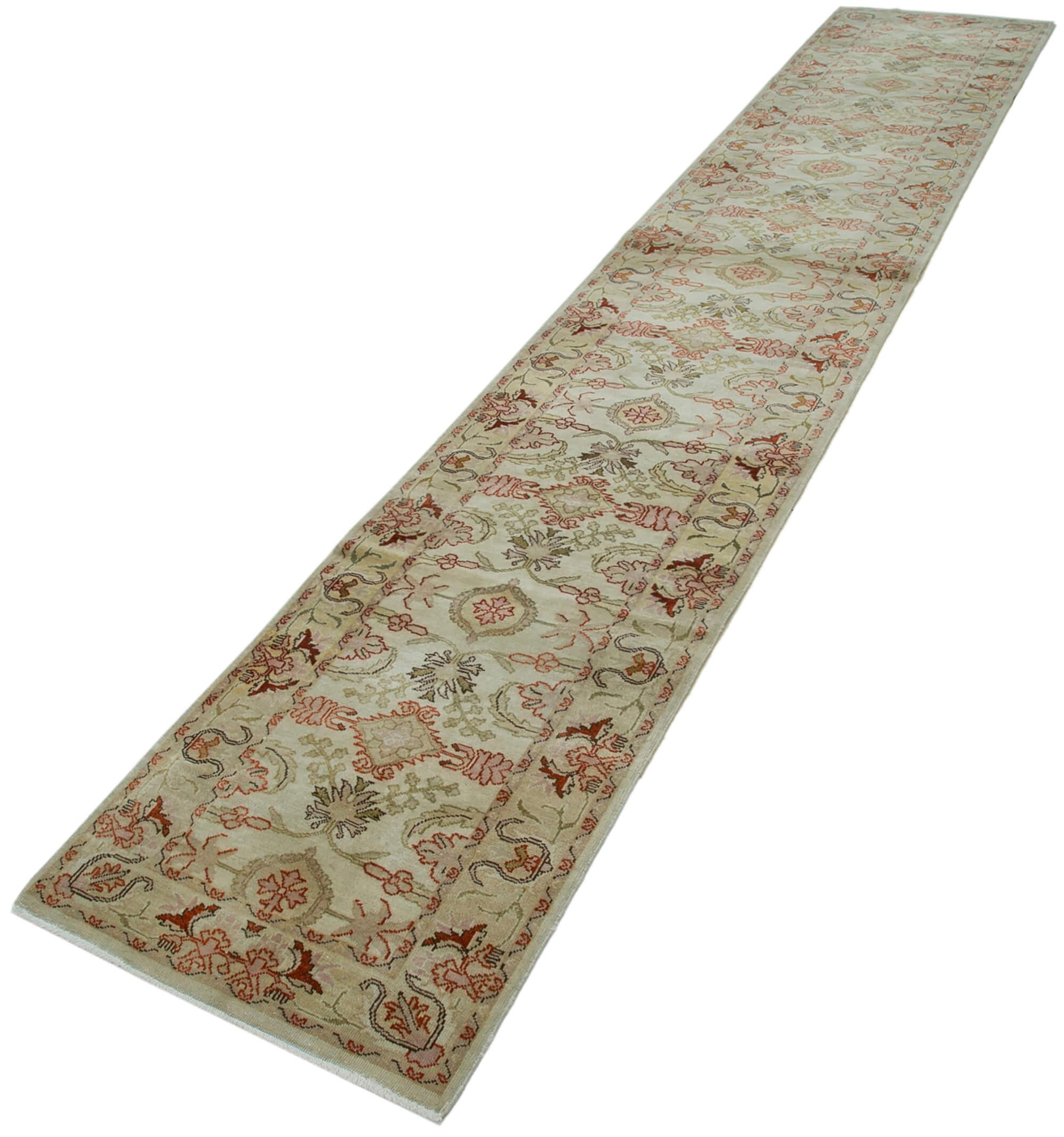 2 x 14 Beige Oushak Runner Rug - 3630