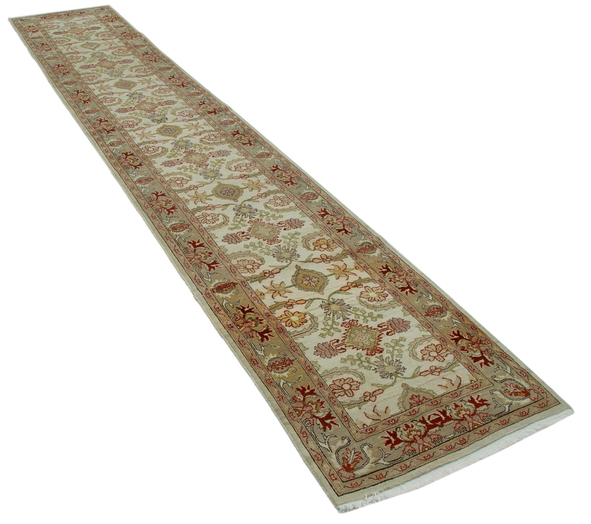 2 x 14 Beige Oushak Runner Rug - 3631