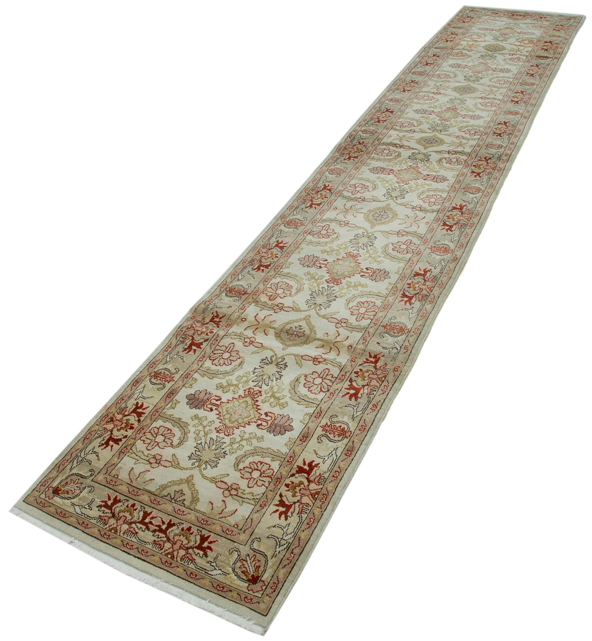 2 x 14 Beige Oushak Runner Rug - 3631