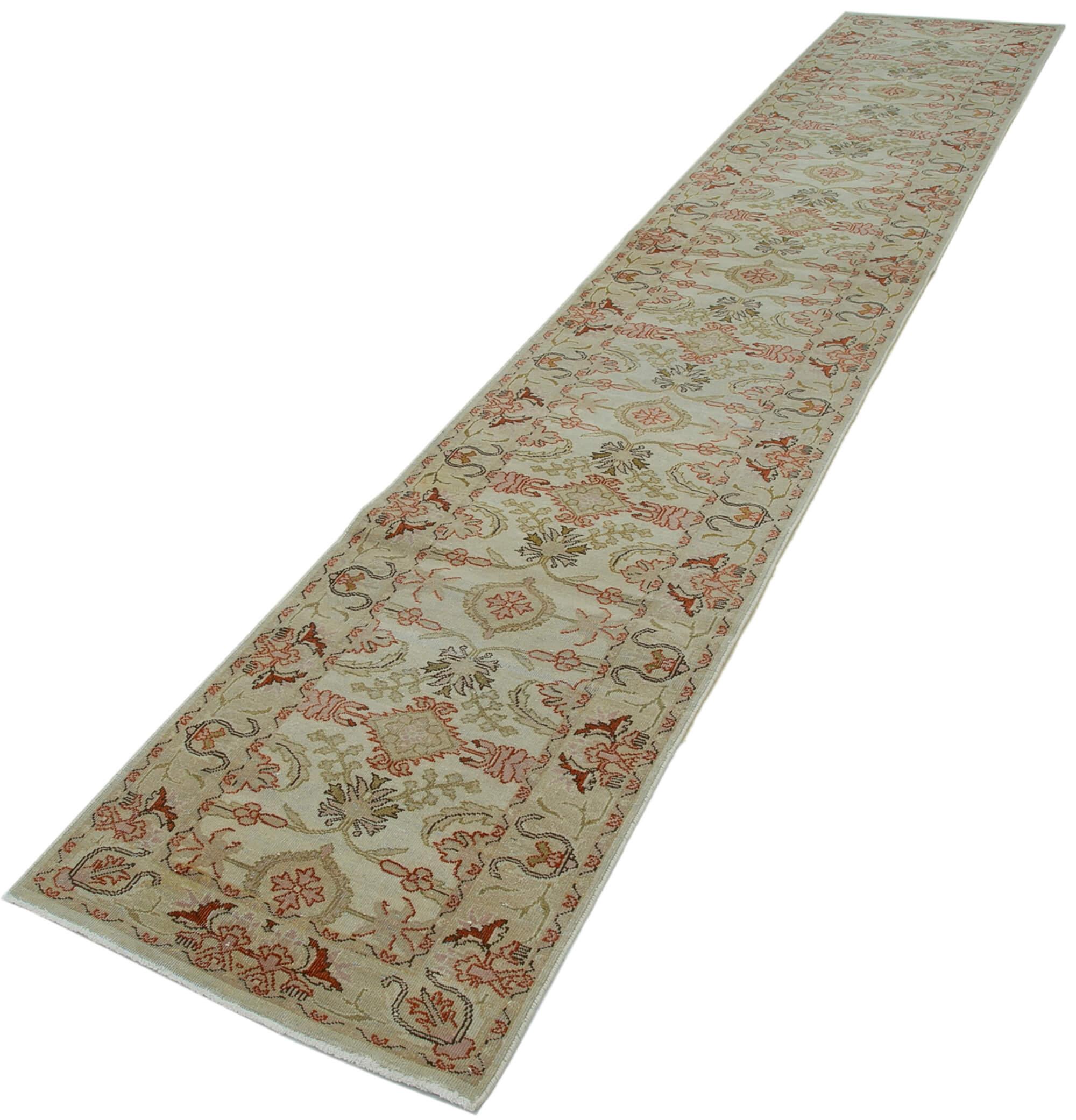 2 x 14 Beige Oushak Runner Rug - 3633