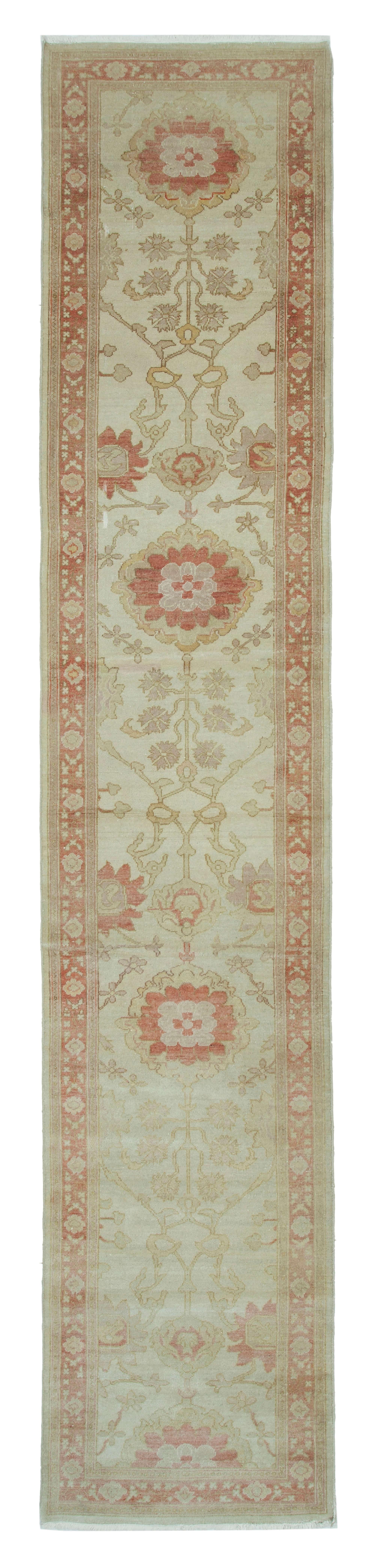 2 x 13 Beige Oushak Runner Rug - 3635