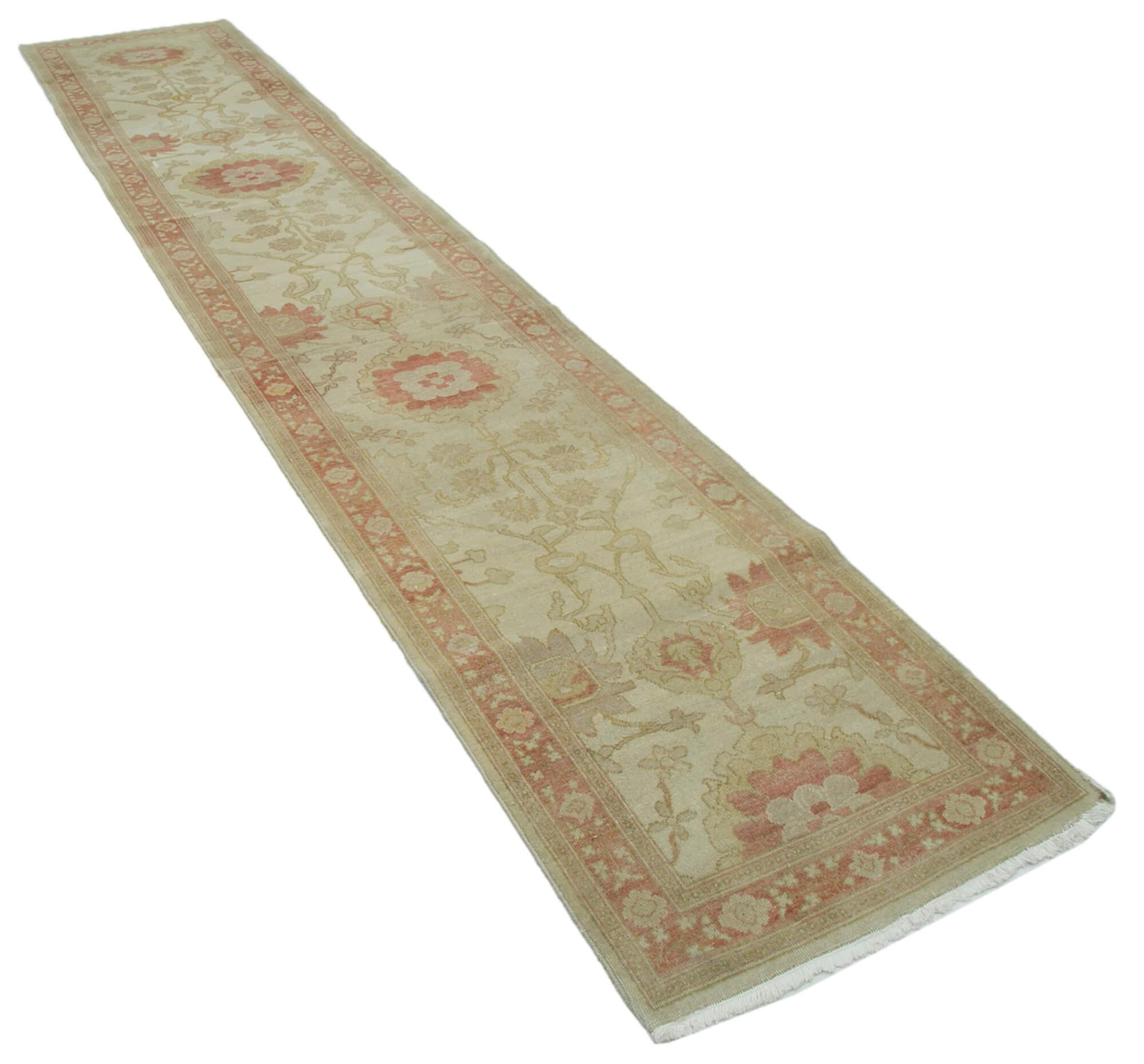 2 x 13 Beige Oushak Runner Rug - 3635