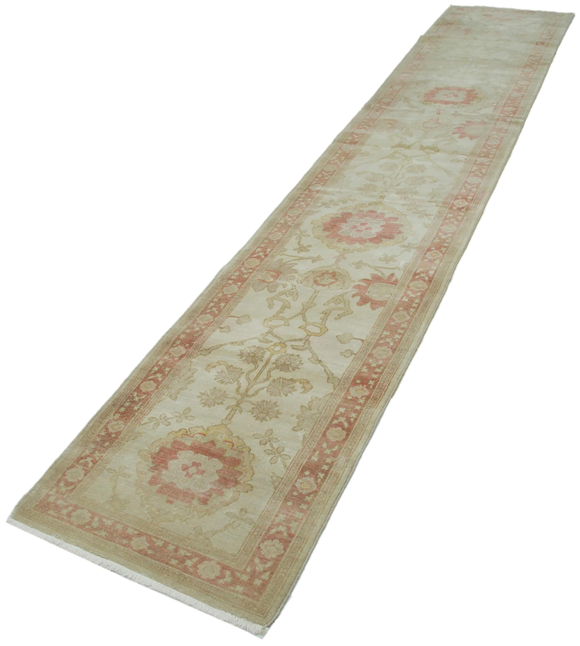 2 x 13 Beige Oushak Runner Rug - 3635