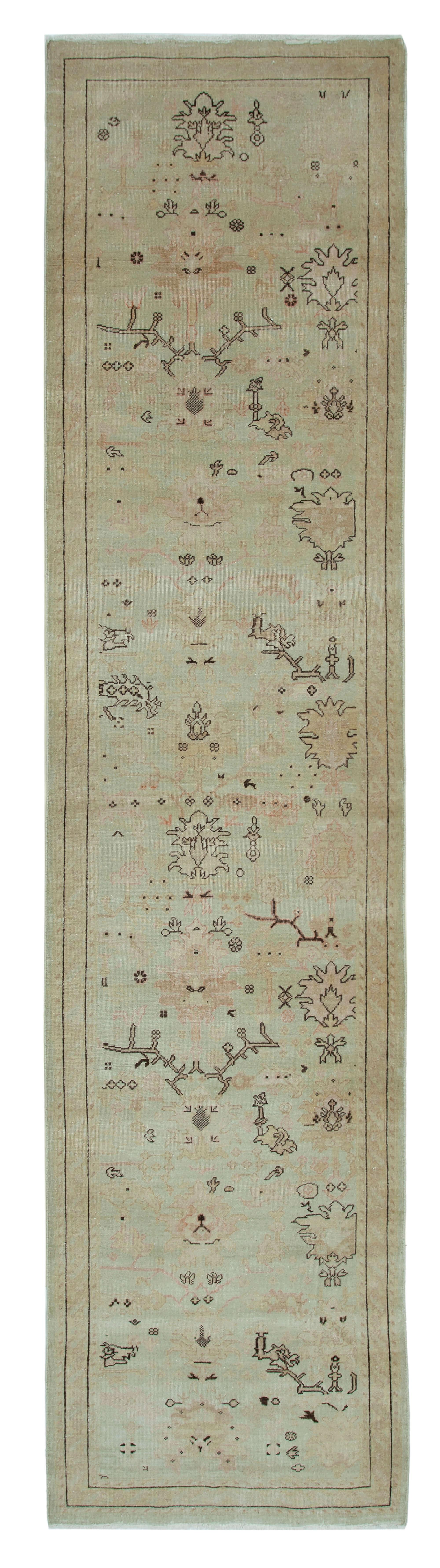 3 x 12 Beige Oushak Runner Rug - 3637