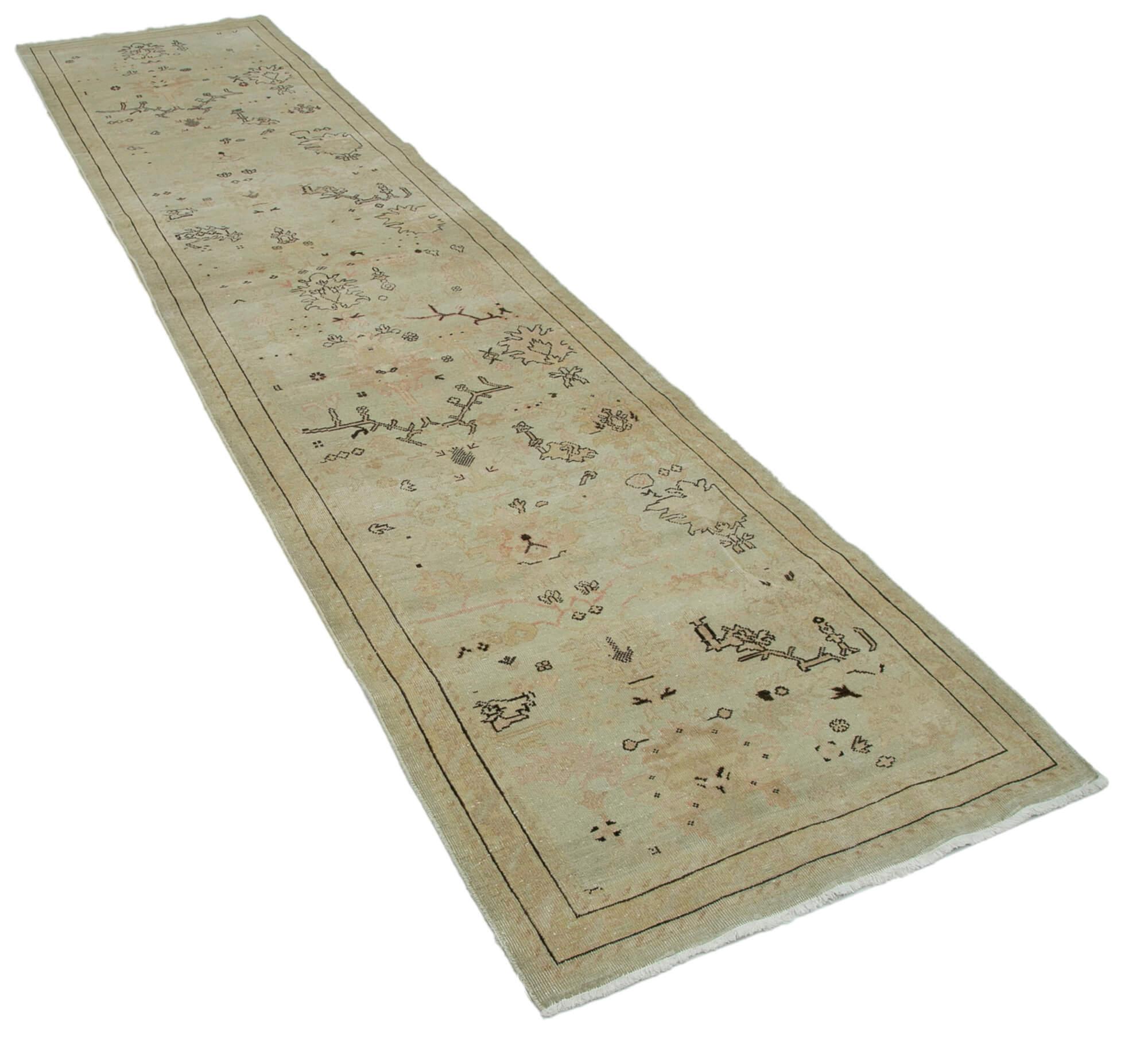 3 x 12 Beige Oushak Runner Rug - 3637