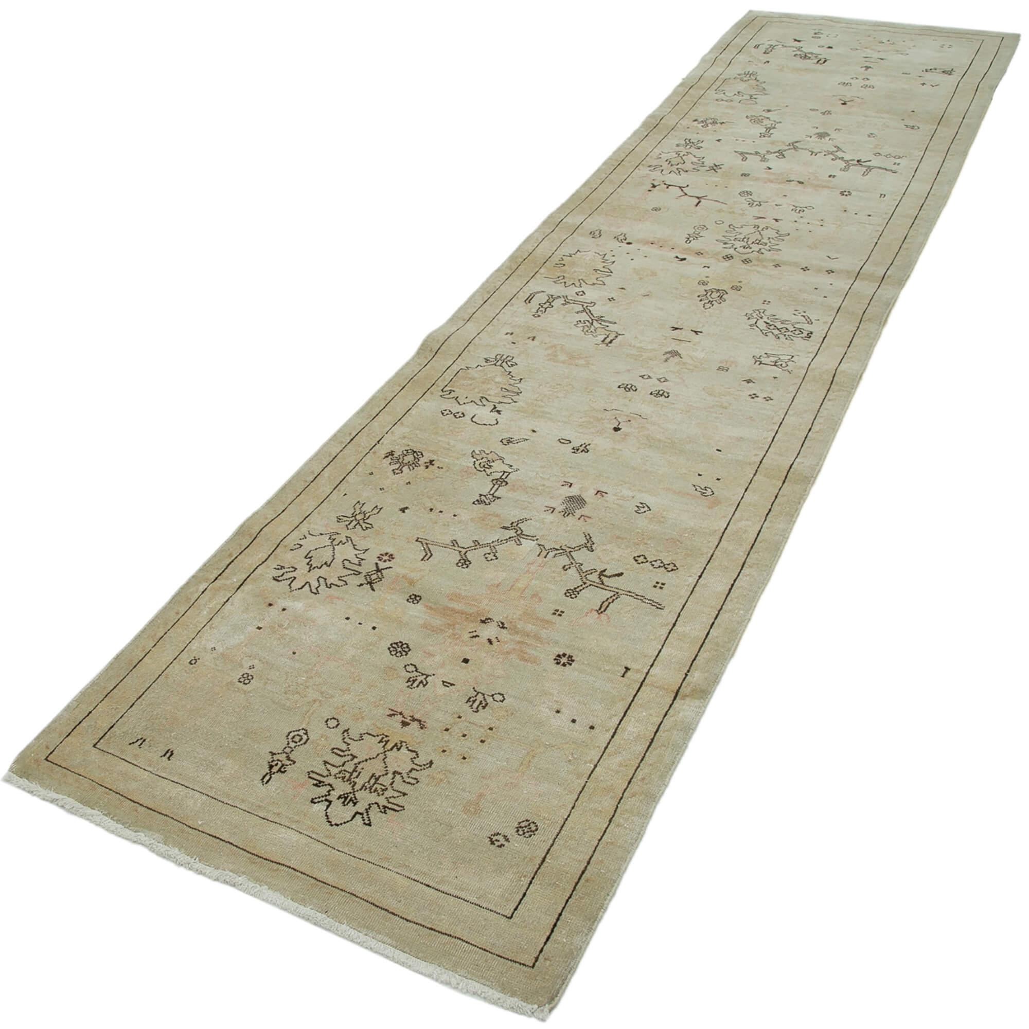 3 x 12 Beige Oushak Runner Rug - 3637