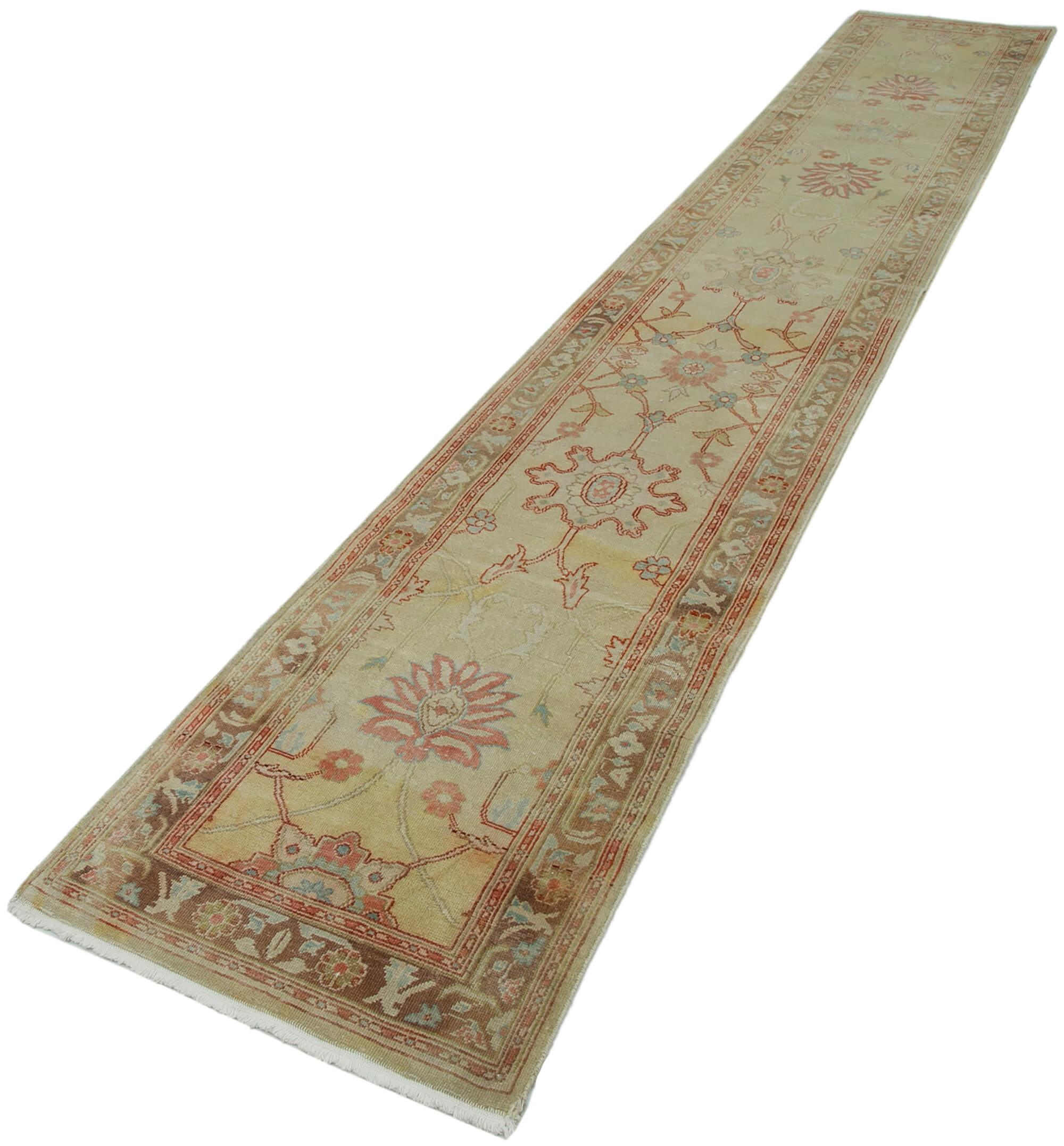 2 x 14 Beige Oushak Runner Rug - 3641