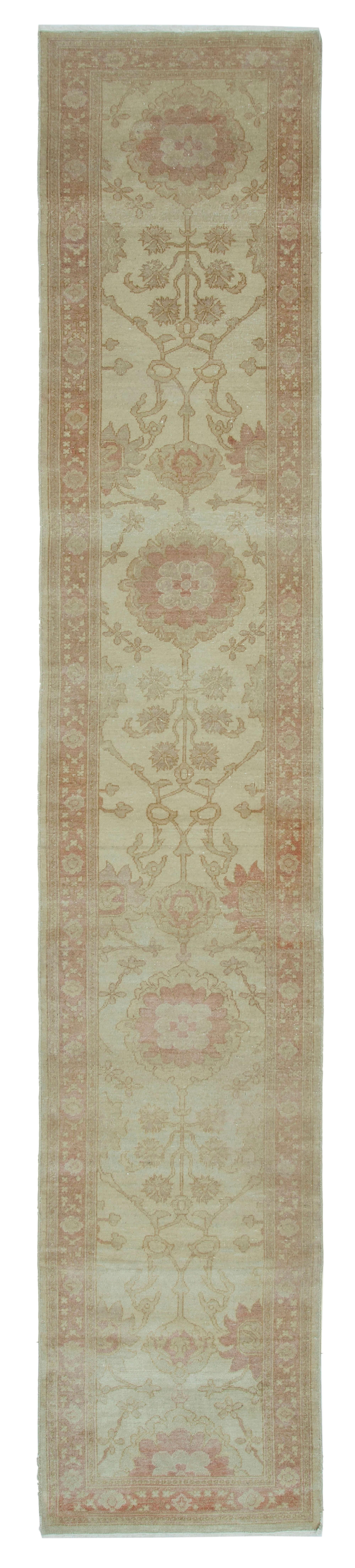 2 x 13 Beige Oushak Runner Rug - 3642