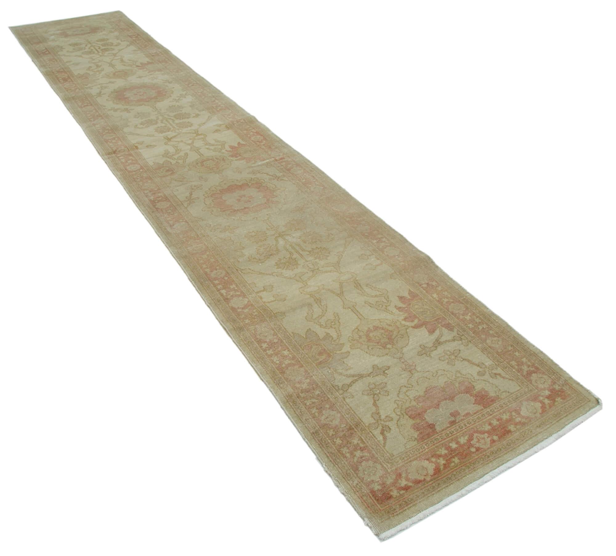 2 x 13 Beige Oushak Runner Rug - 3642