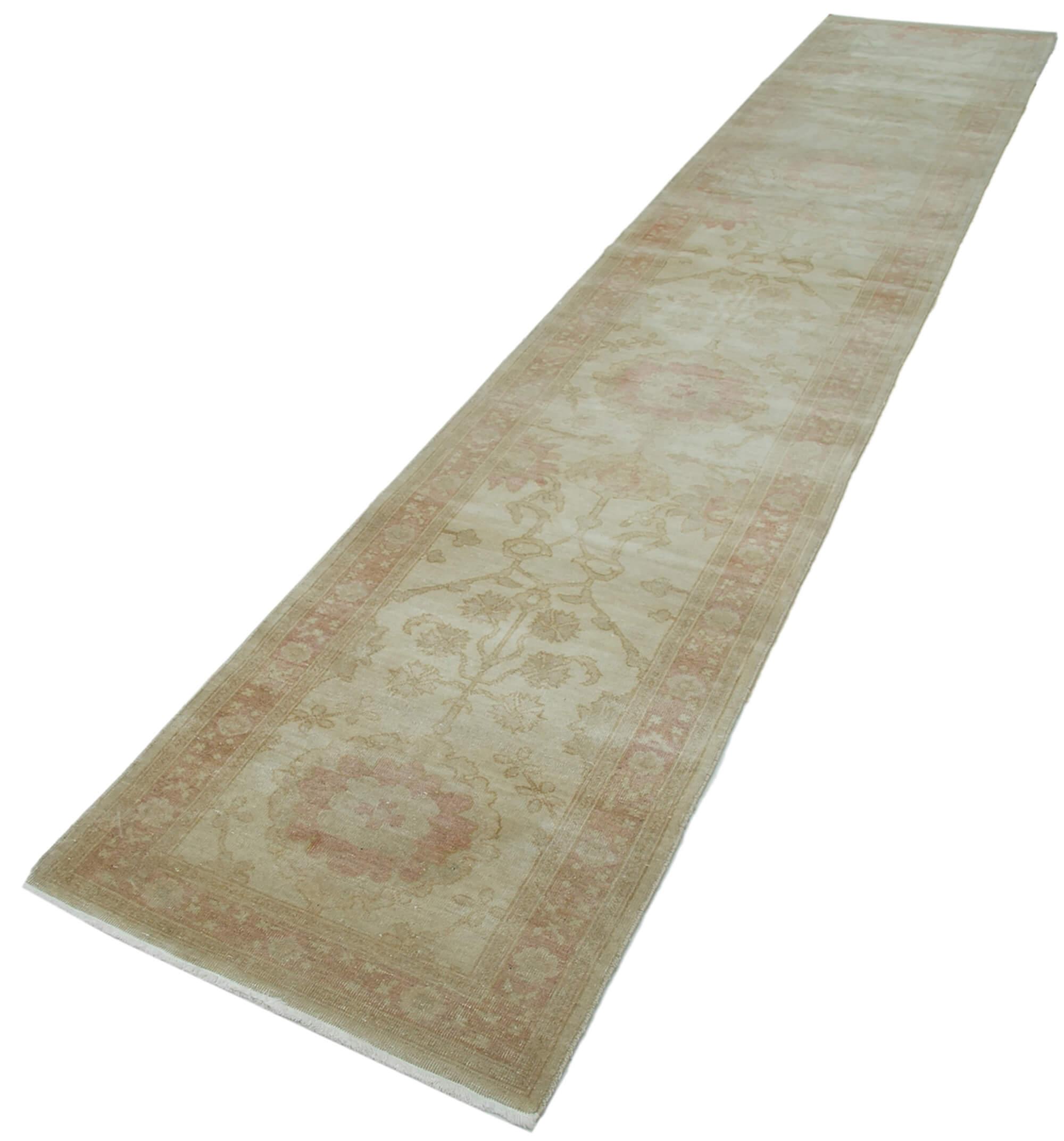 2 x 13 Beige Oushak Runner Rug - 3642