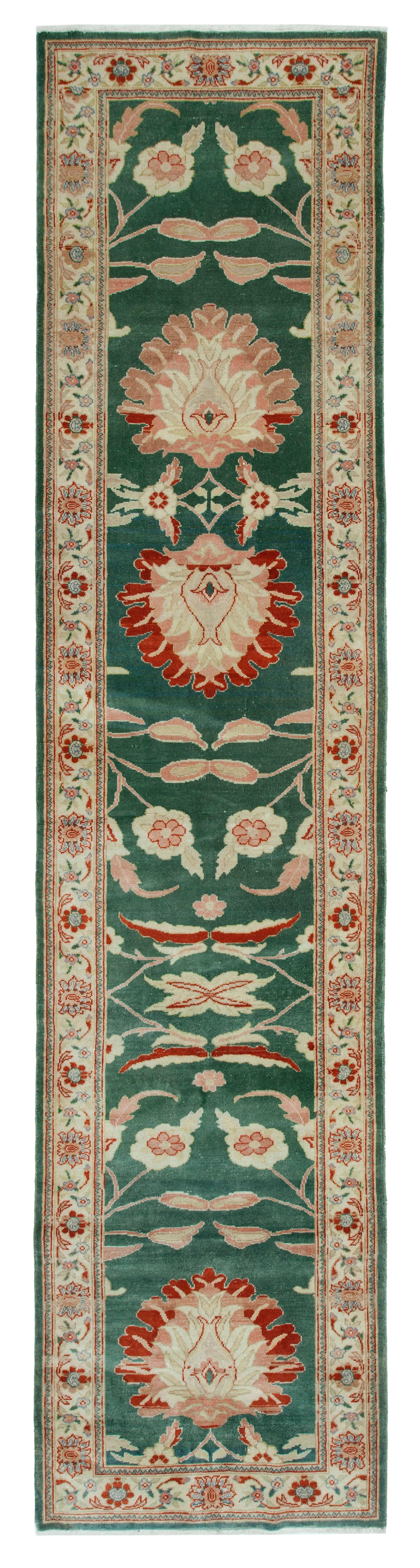 3 x 12 Green Oushak Runner Rug - 3650