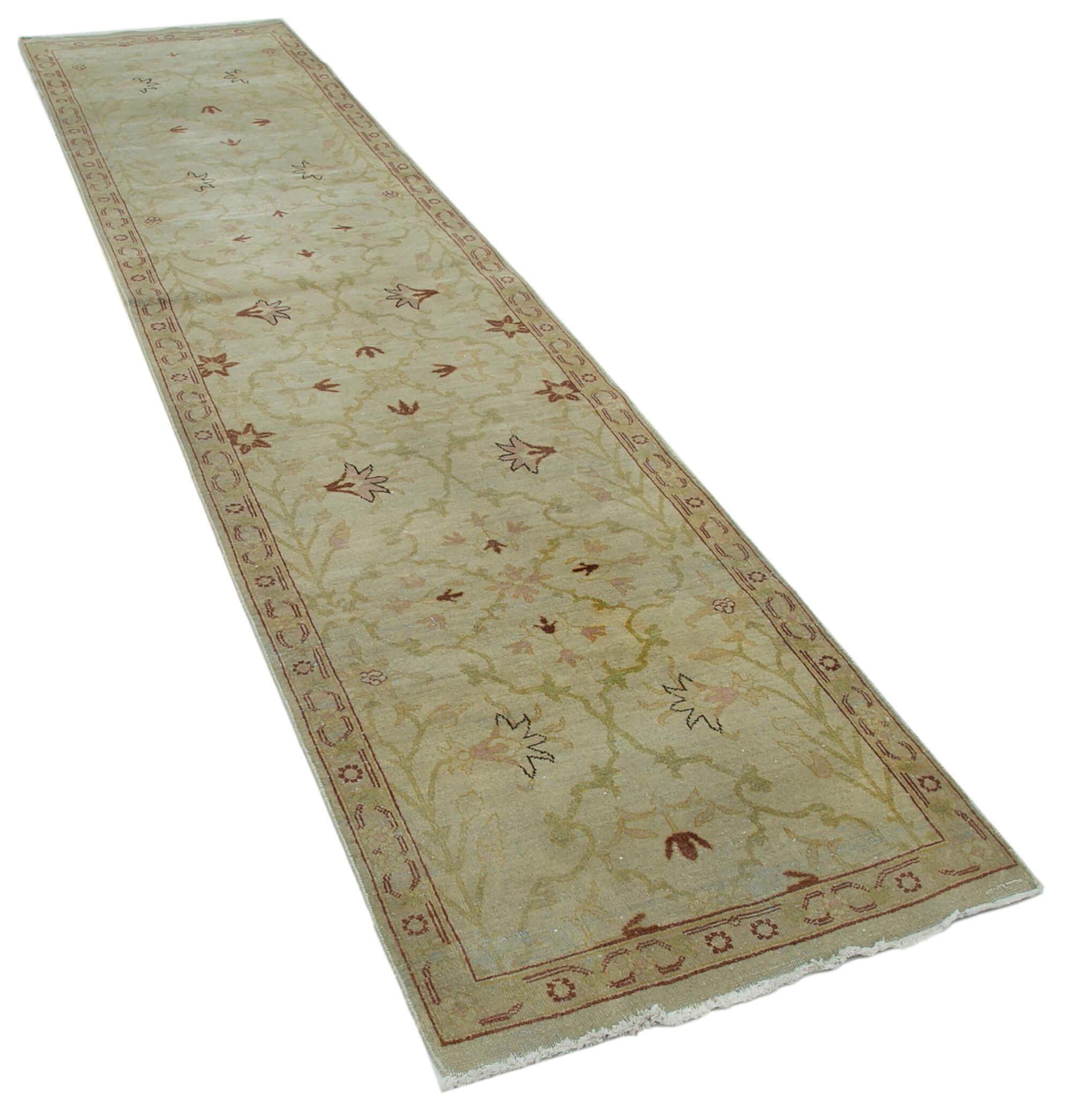 3 x 11 Beige Oushak Runner Rug - 3653