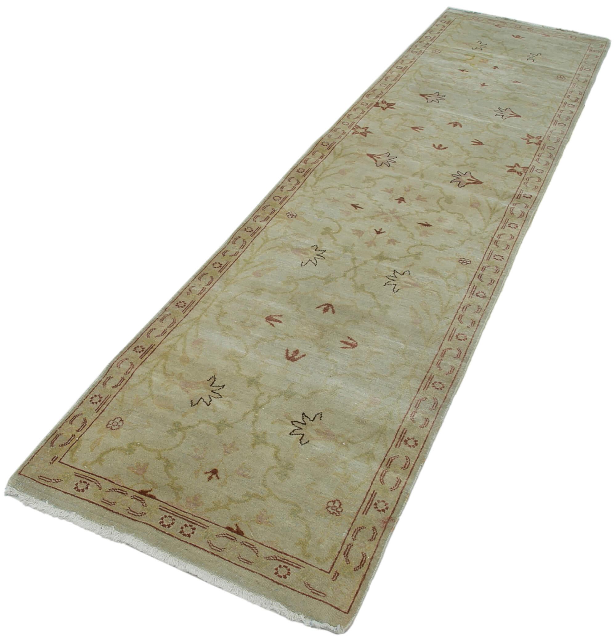 3 x 11 Beige Oushak Runner Rug - 3653