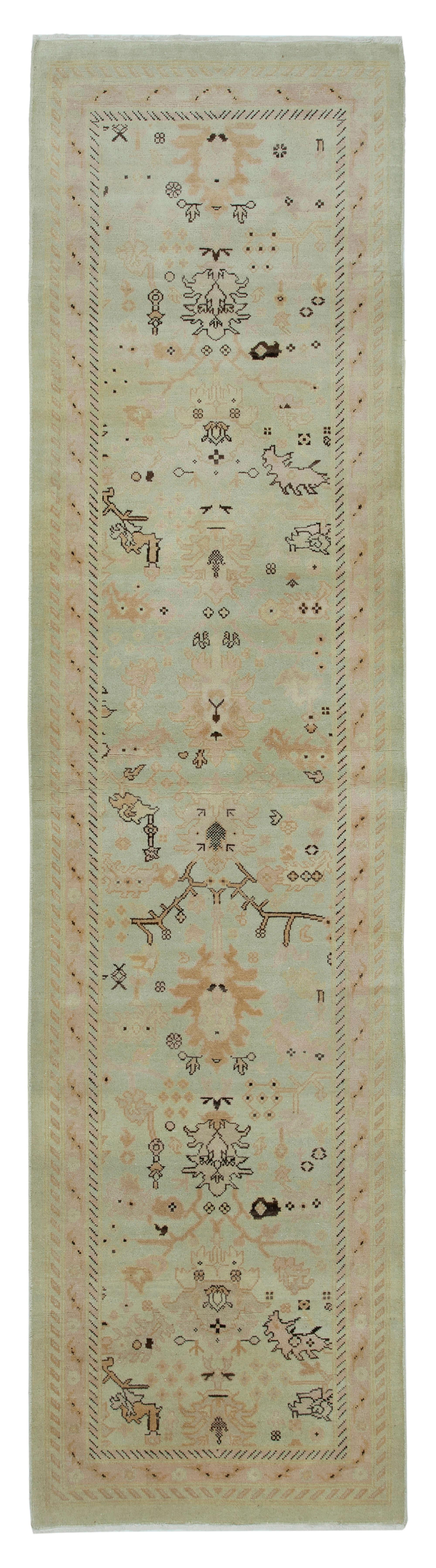 3 x 10 Beige Oushak Runner Rug - 3654