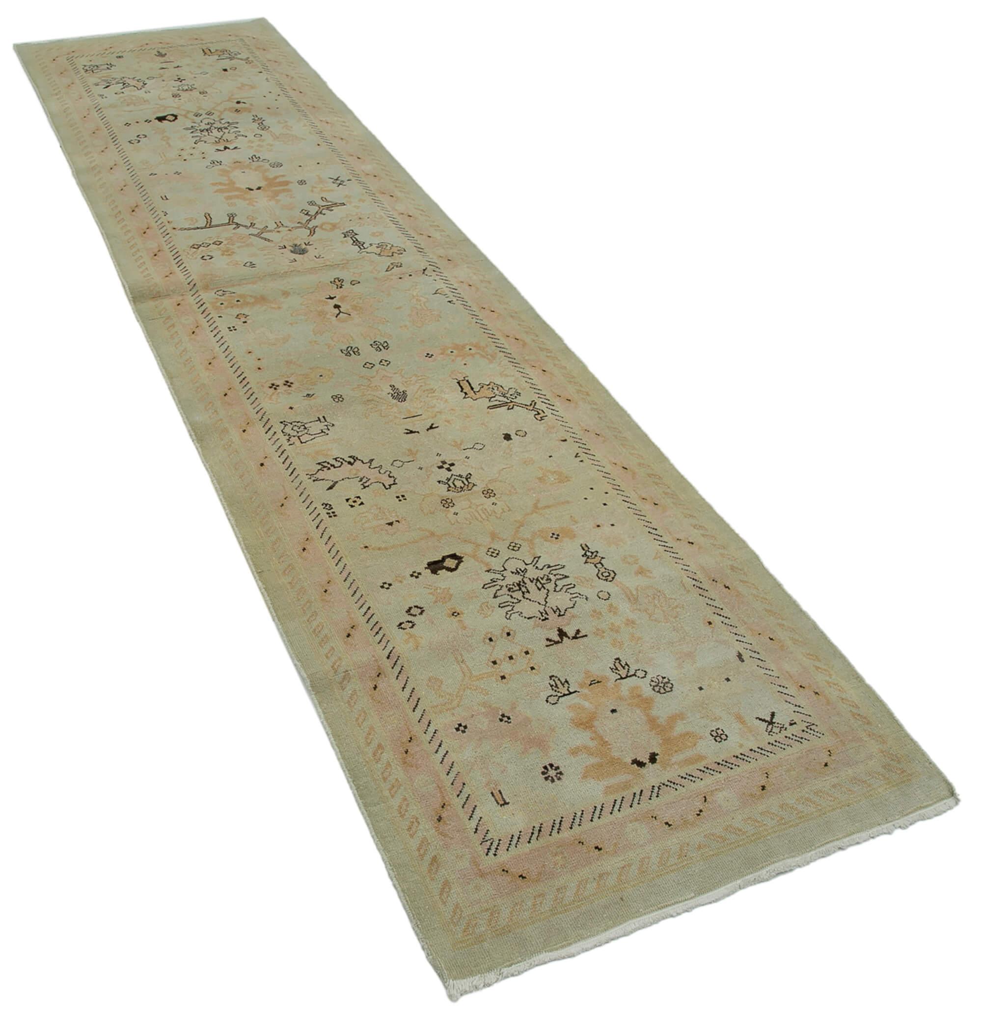 3 x 10 Beige Oushak Runner Rug - 3654