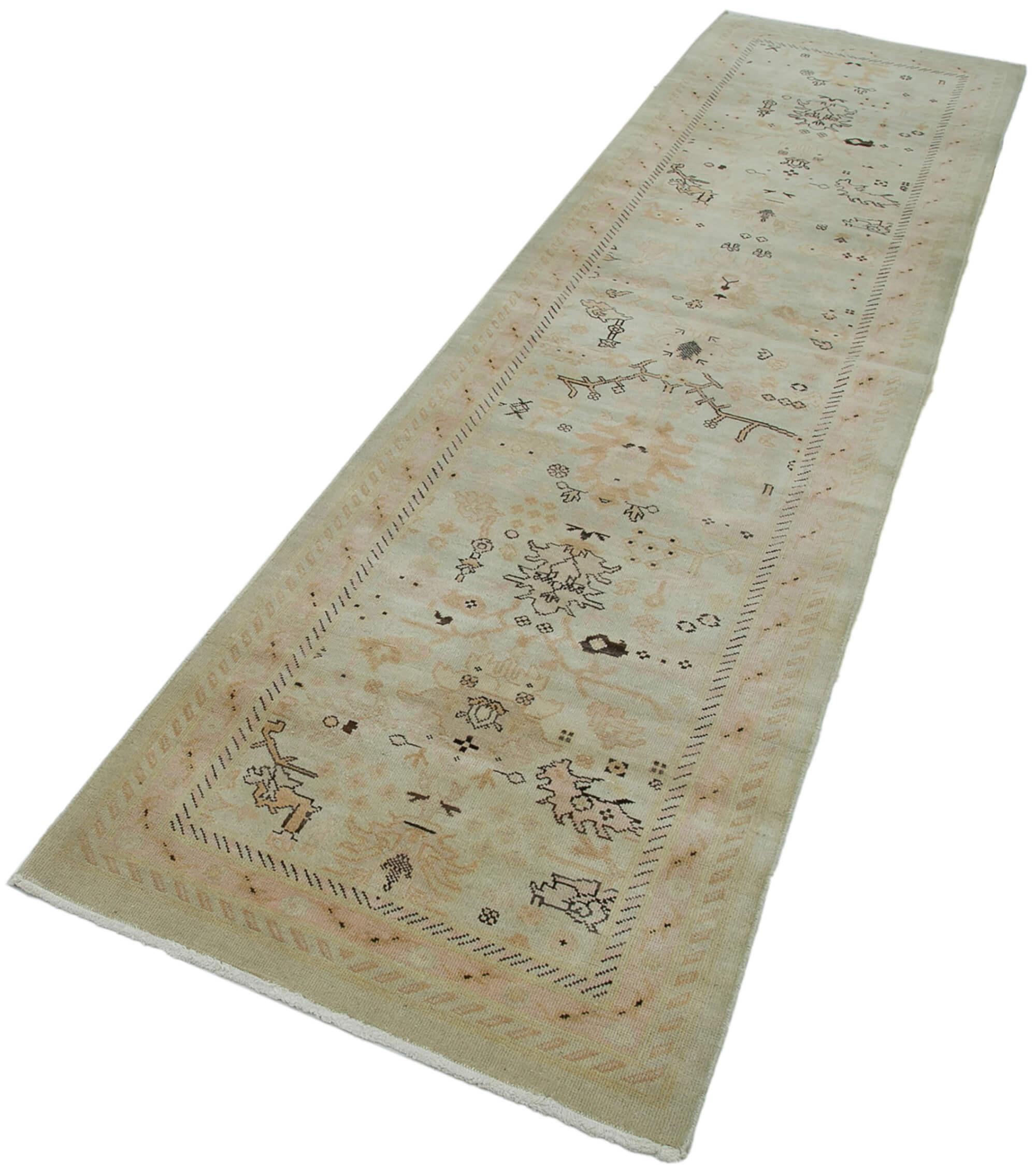 3 x 10 Beige Oushak Runner Rug - 3654