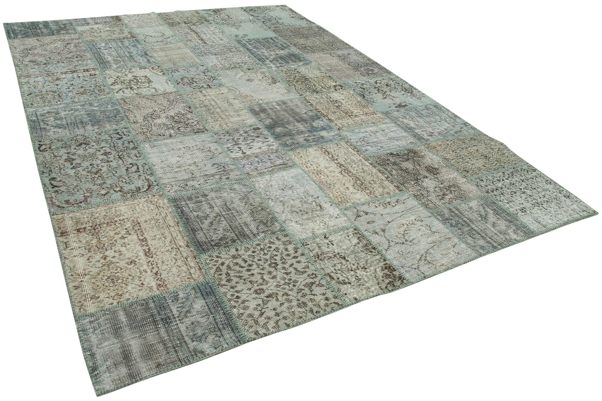 8 x 11 Blue Patchwork Rug- 3717