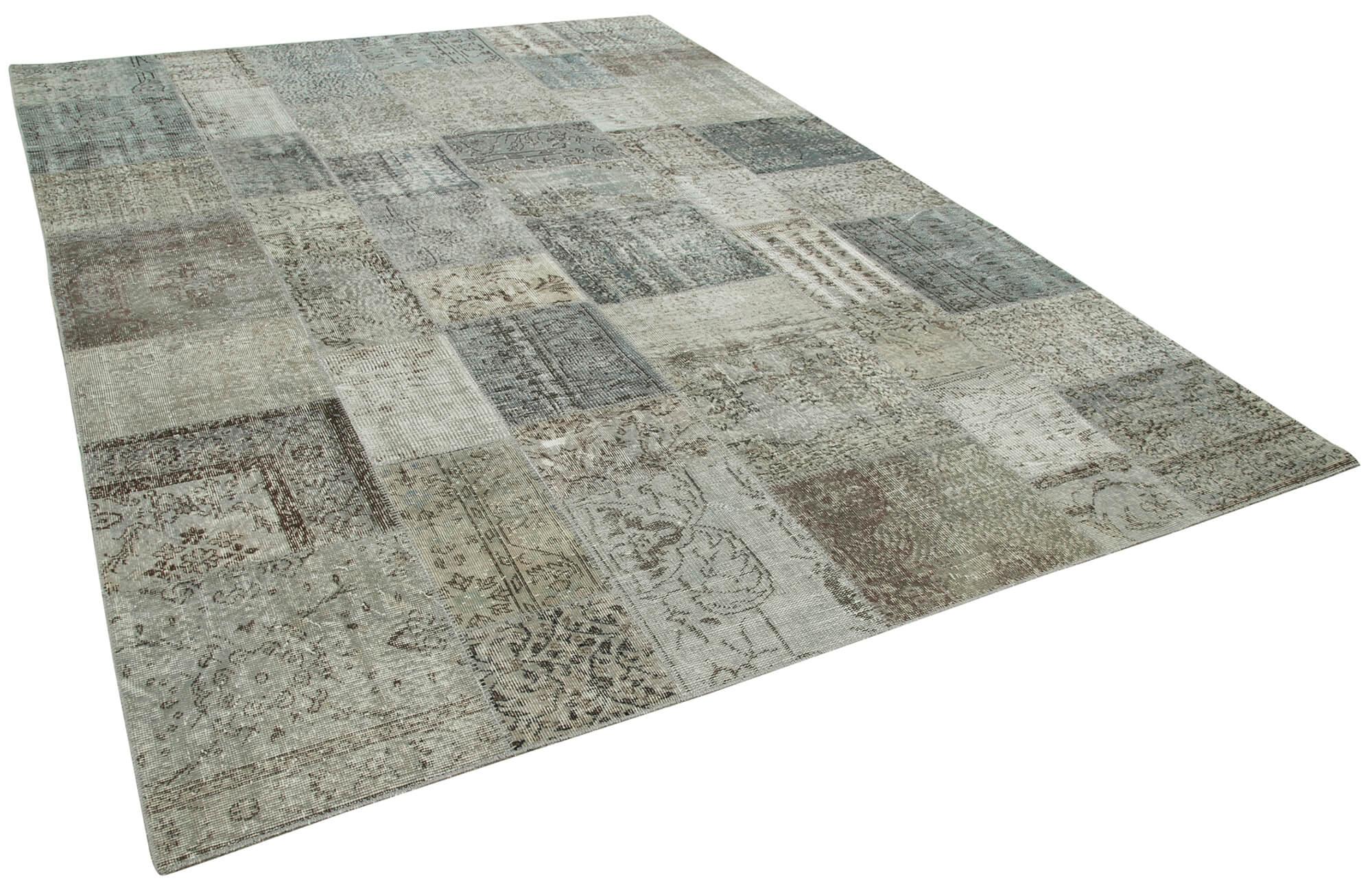 (8 x 11)  Grey Patchwork Rug- 3719