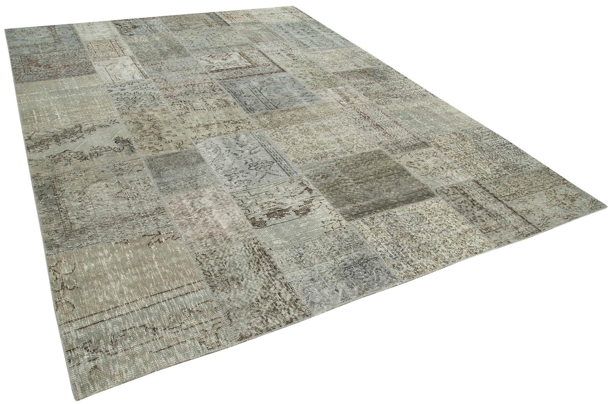 8 x 11 Grey Patchwork Rug- 3721