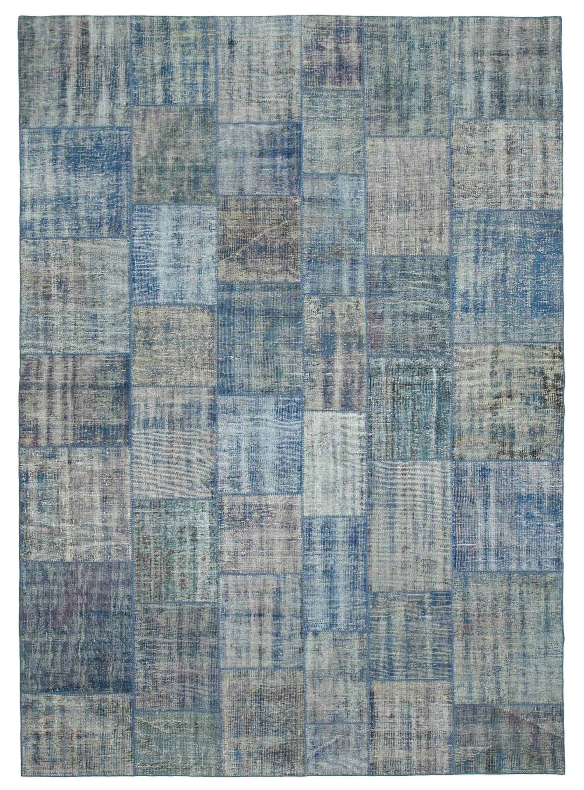 8 x 11 Blue Patchwork Rug- 3744