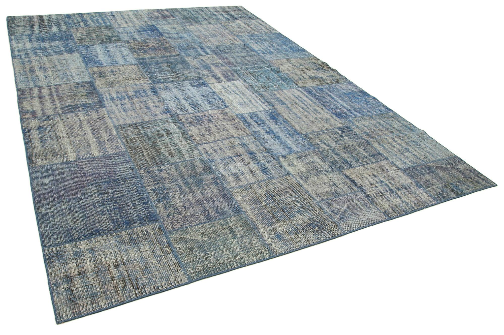 8 x 11 Blue Patchwork Rug- 3744