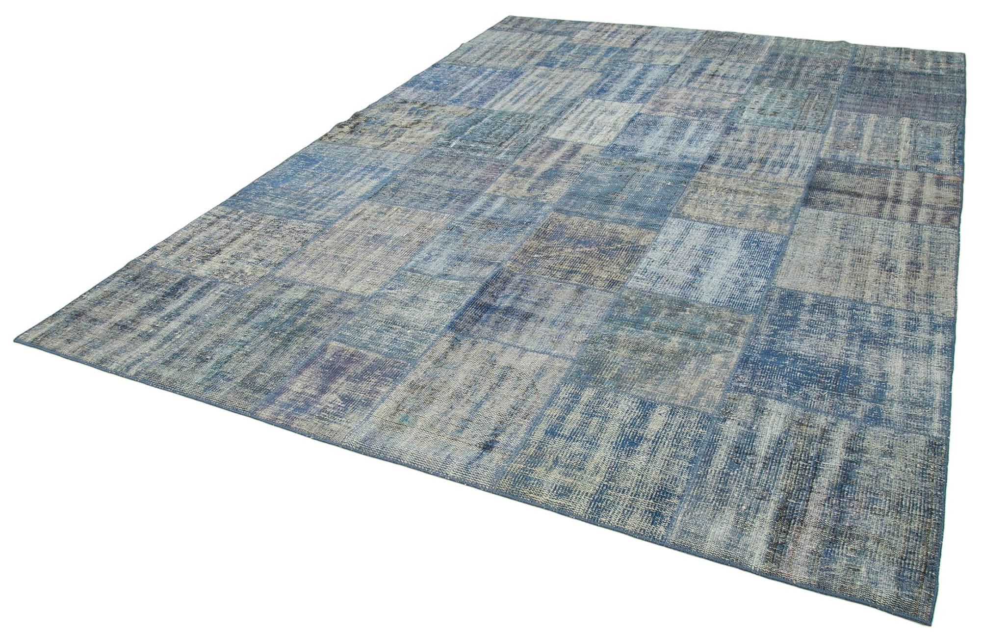 8 x 11 Blue Patchwork Rug- 3744