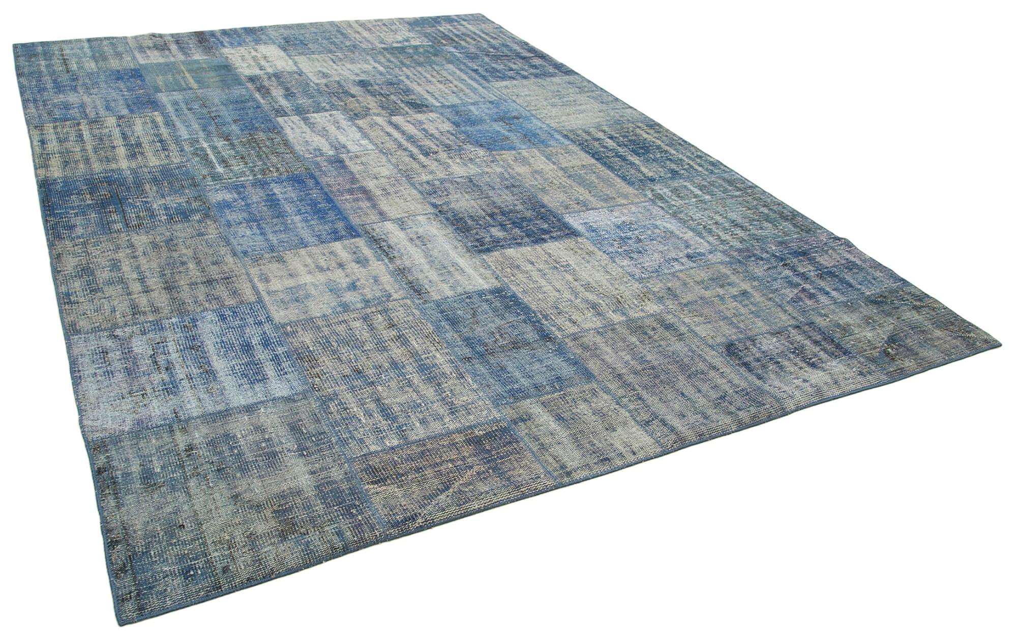 8 x 11 Blue Patchwork Rug- 3745