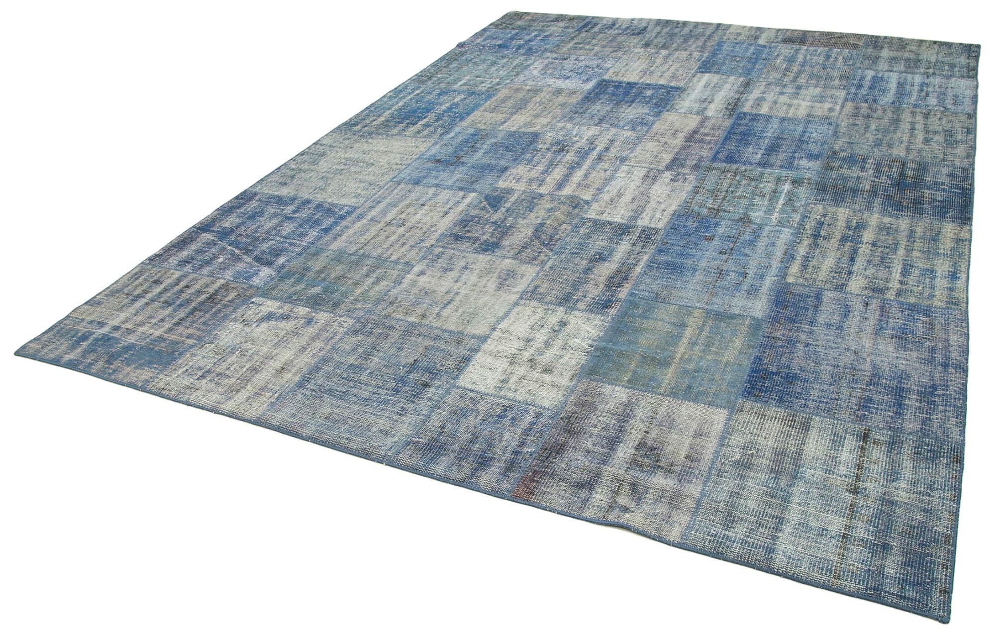 8 x 11 Blue Patchwork Rug- 3745