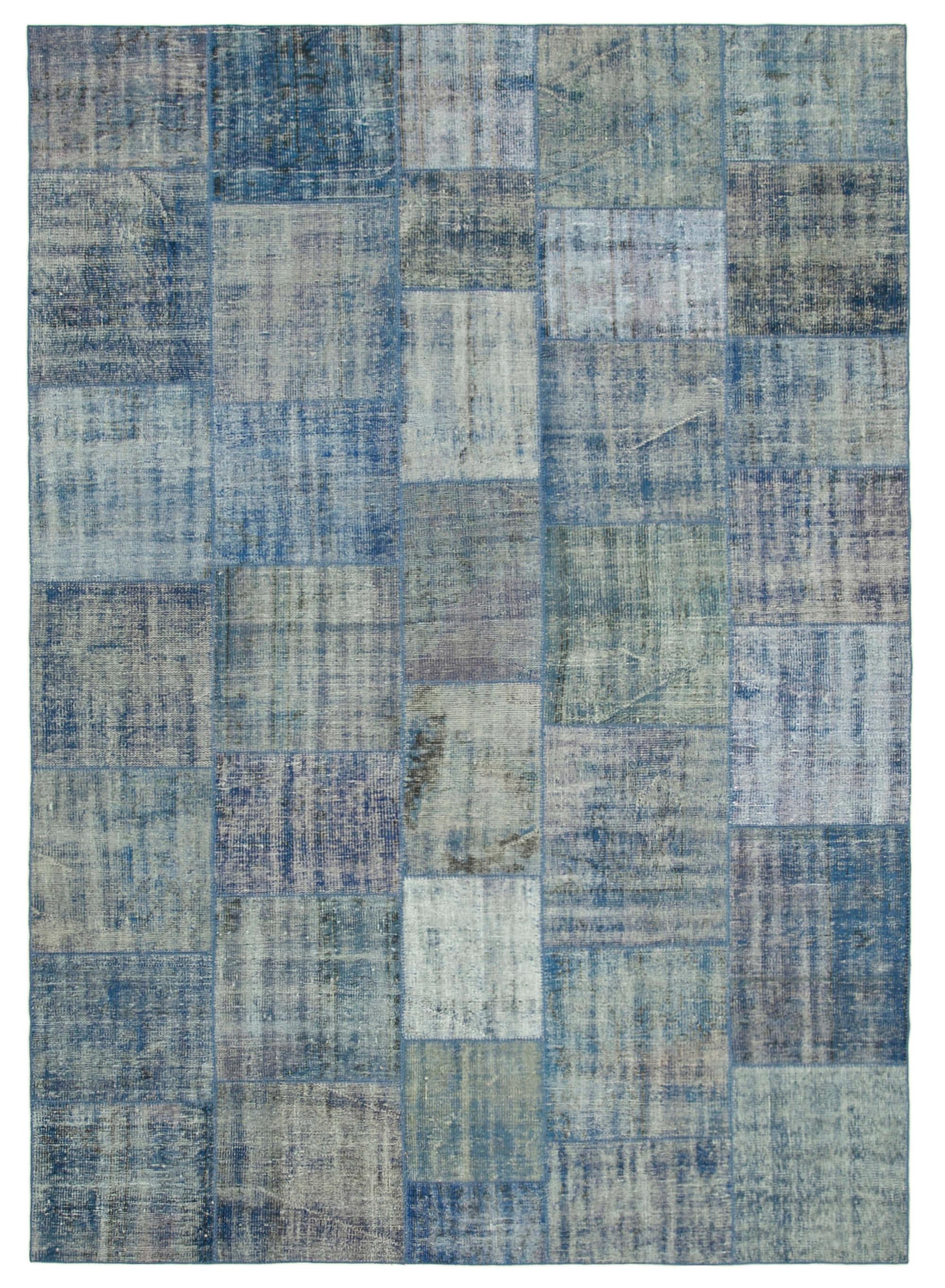 8 x 11 Blue Patchwork Rug- 3746