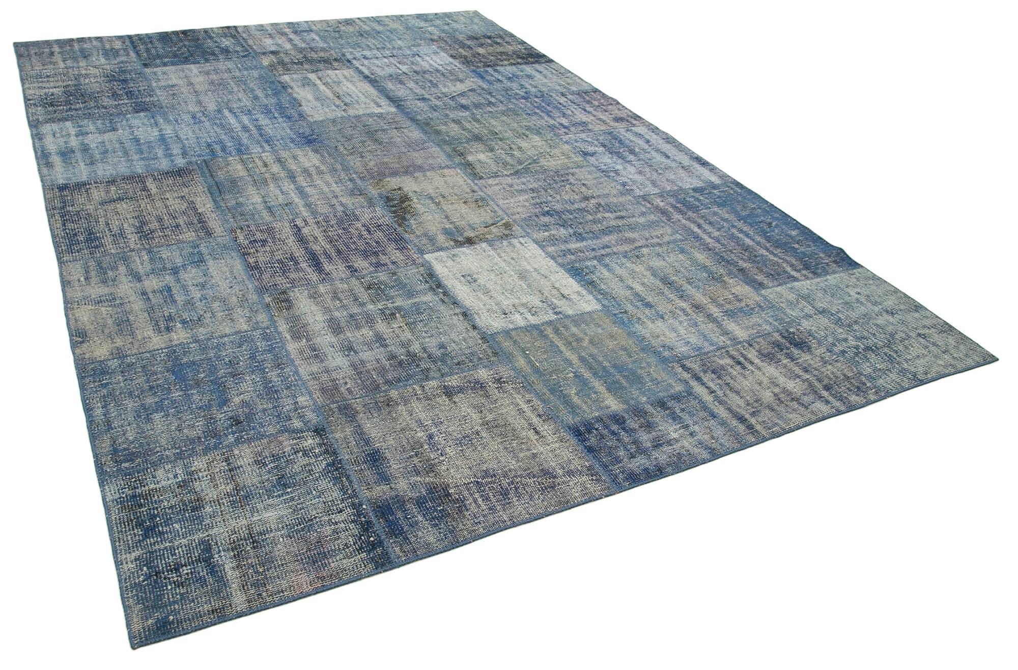 8 x 11 Blue Patchwork Rug- 3746