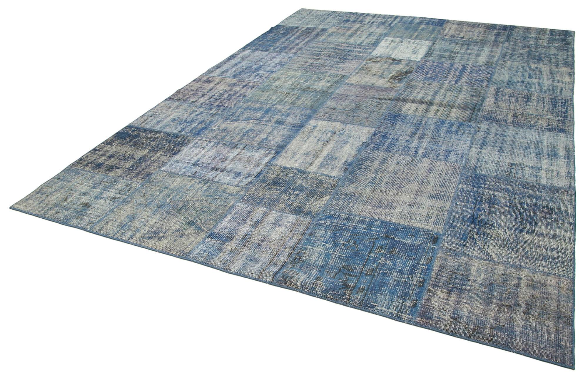 8 x 11 Blue Patchwork Rug- 3746