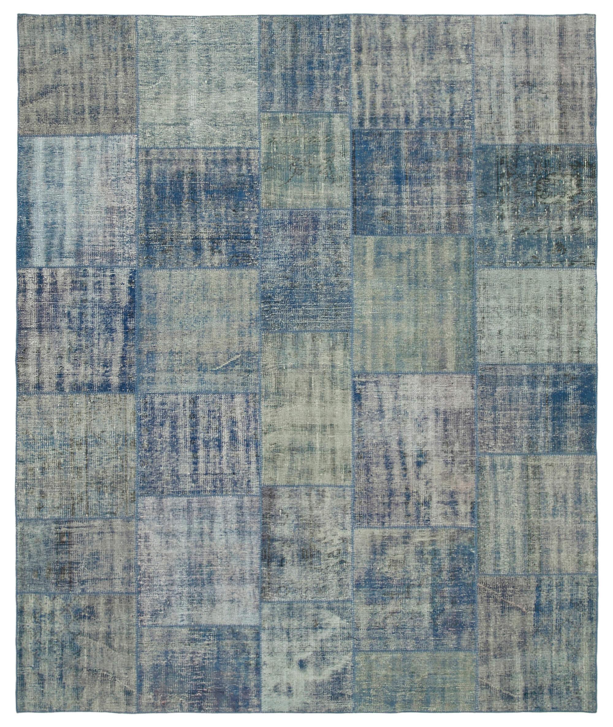 8 x 10 Blue Patchwork Rug - 3771