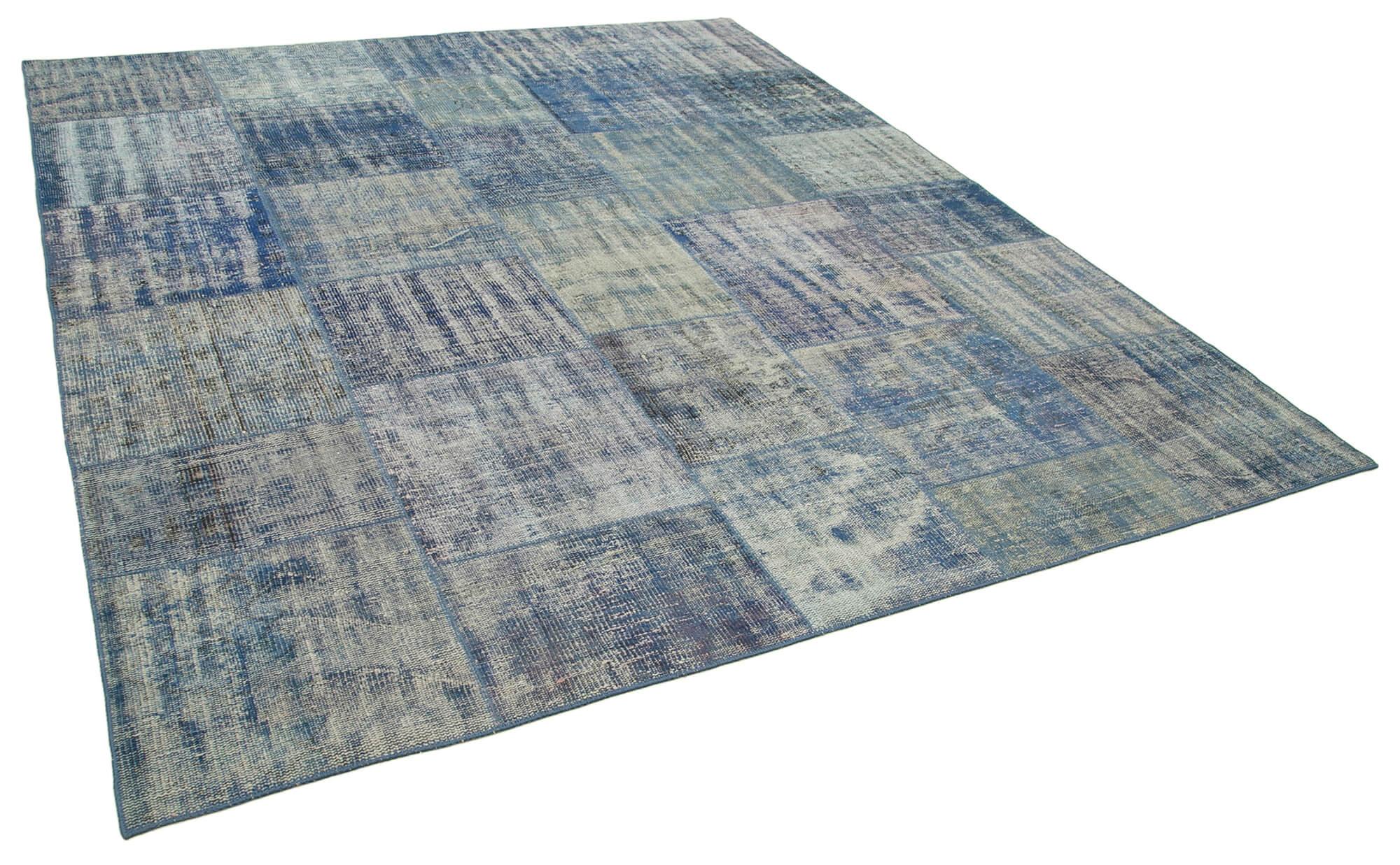 8 x 10 Blue Patchwork Rug - 3771