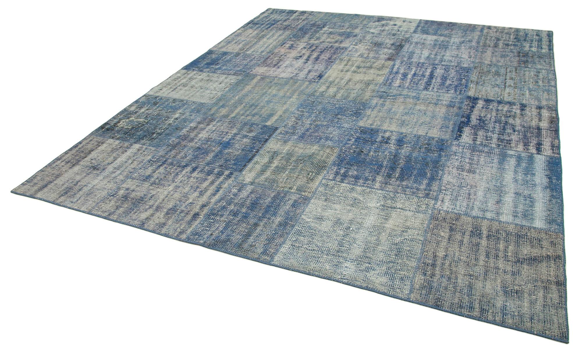 8 x 10 Blue Patchwork Rug - 3771