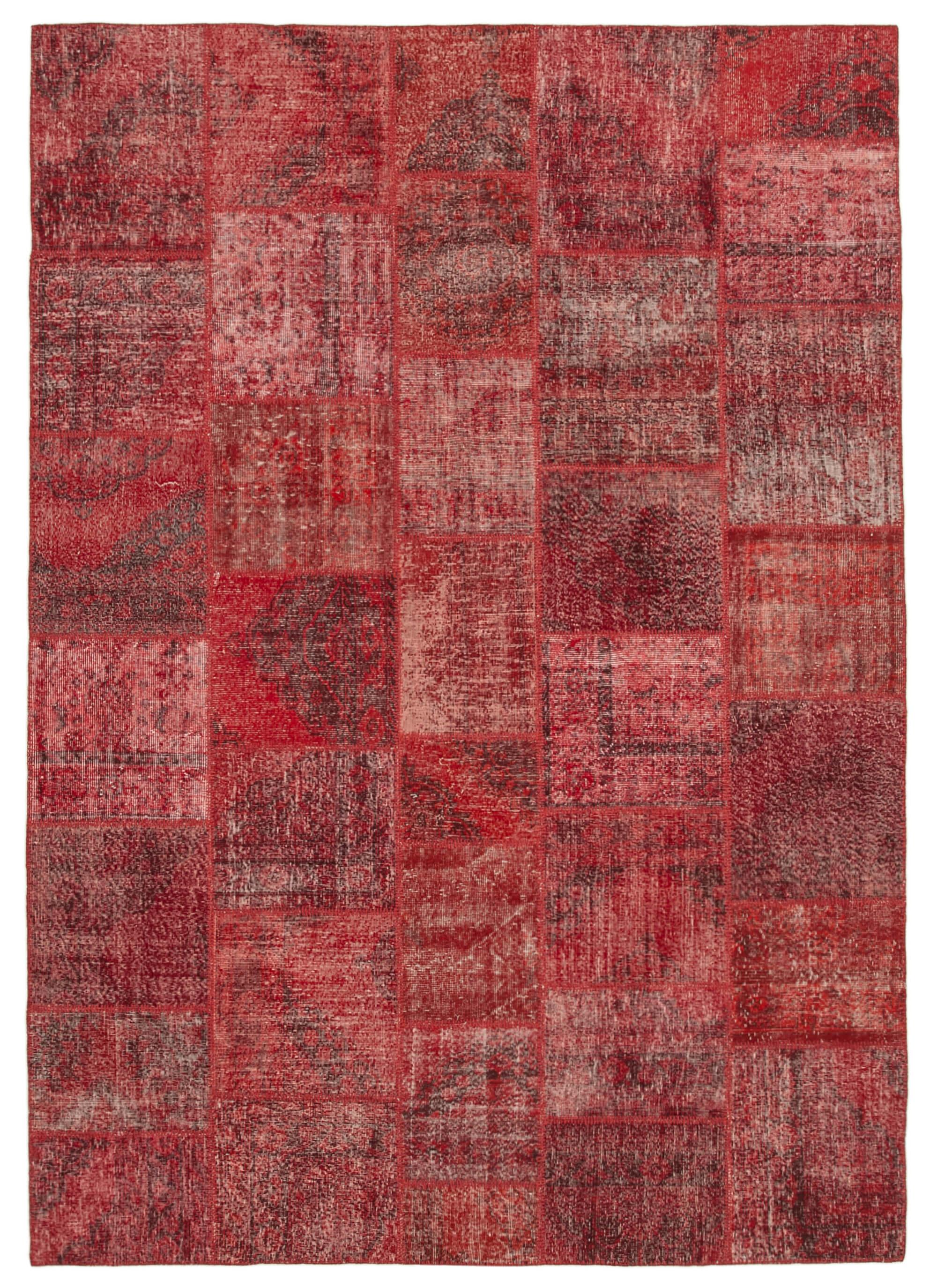 8 x 12 Red Patchwork Rug- 3796