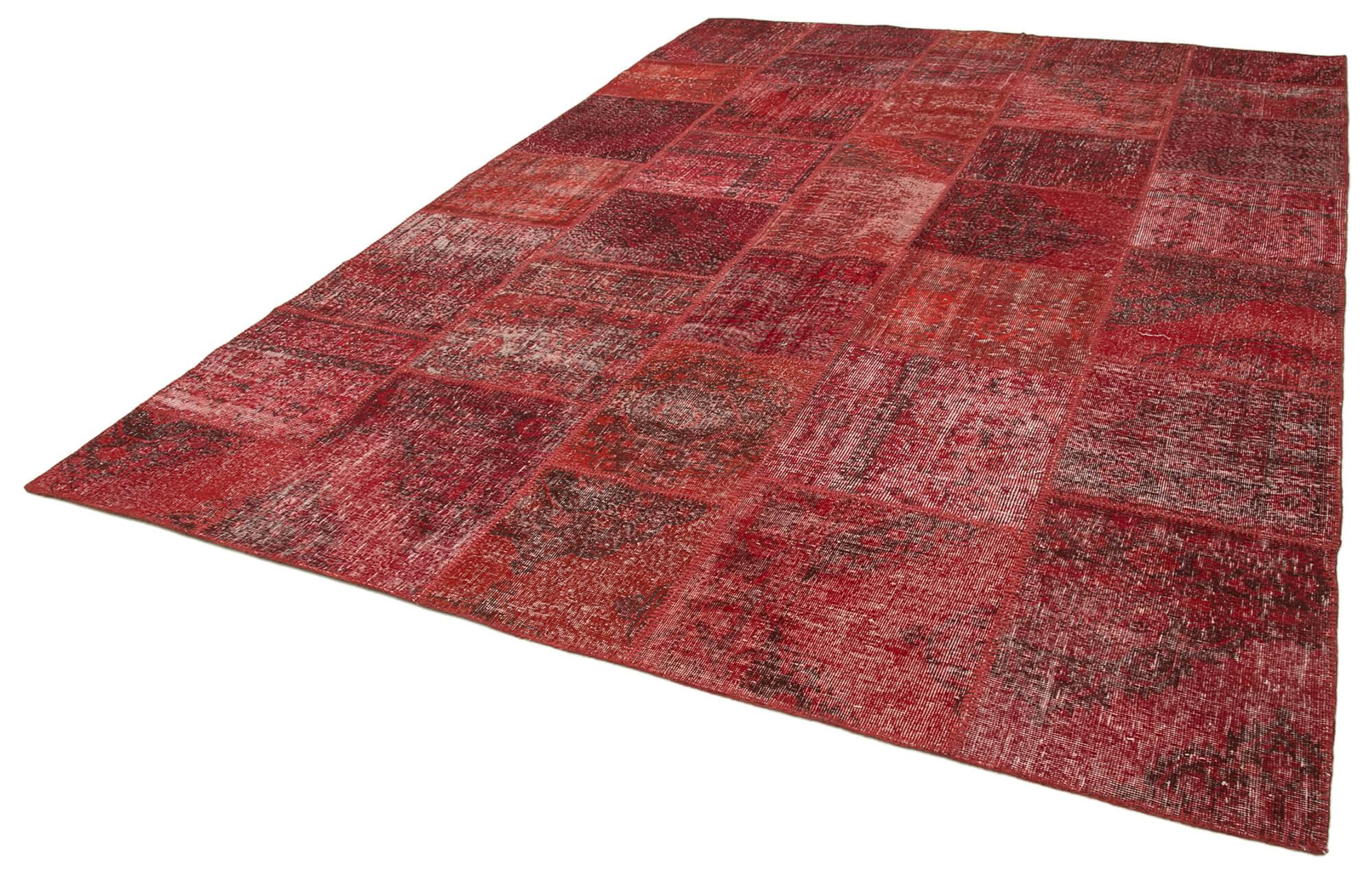 8 x 12 Red Patchwork Rug- 3796