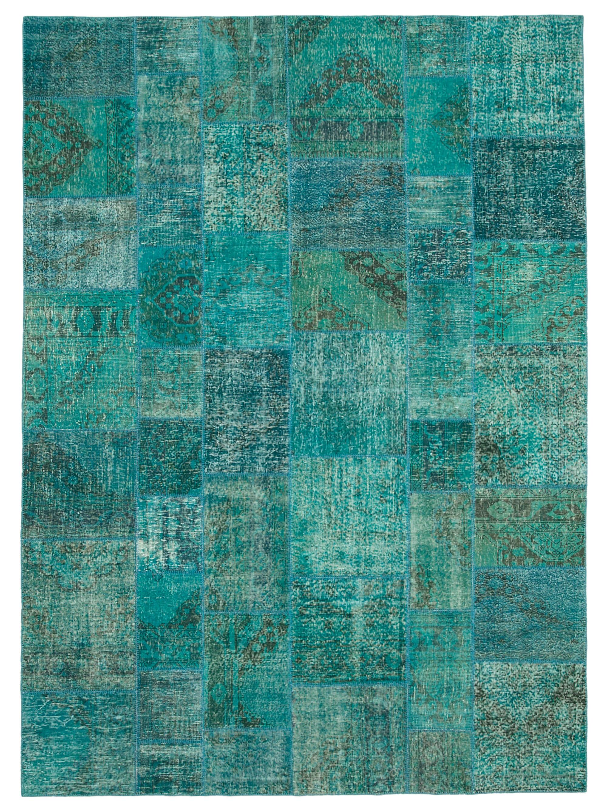 8 x 11 Turquoise Patchwork Rug- 3797