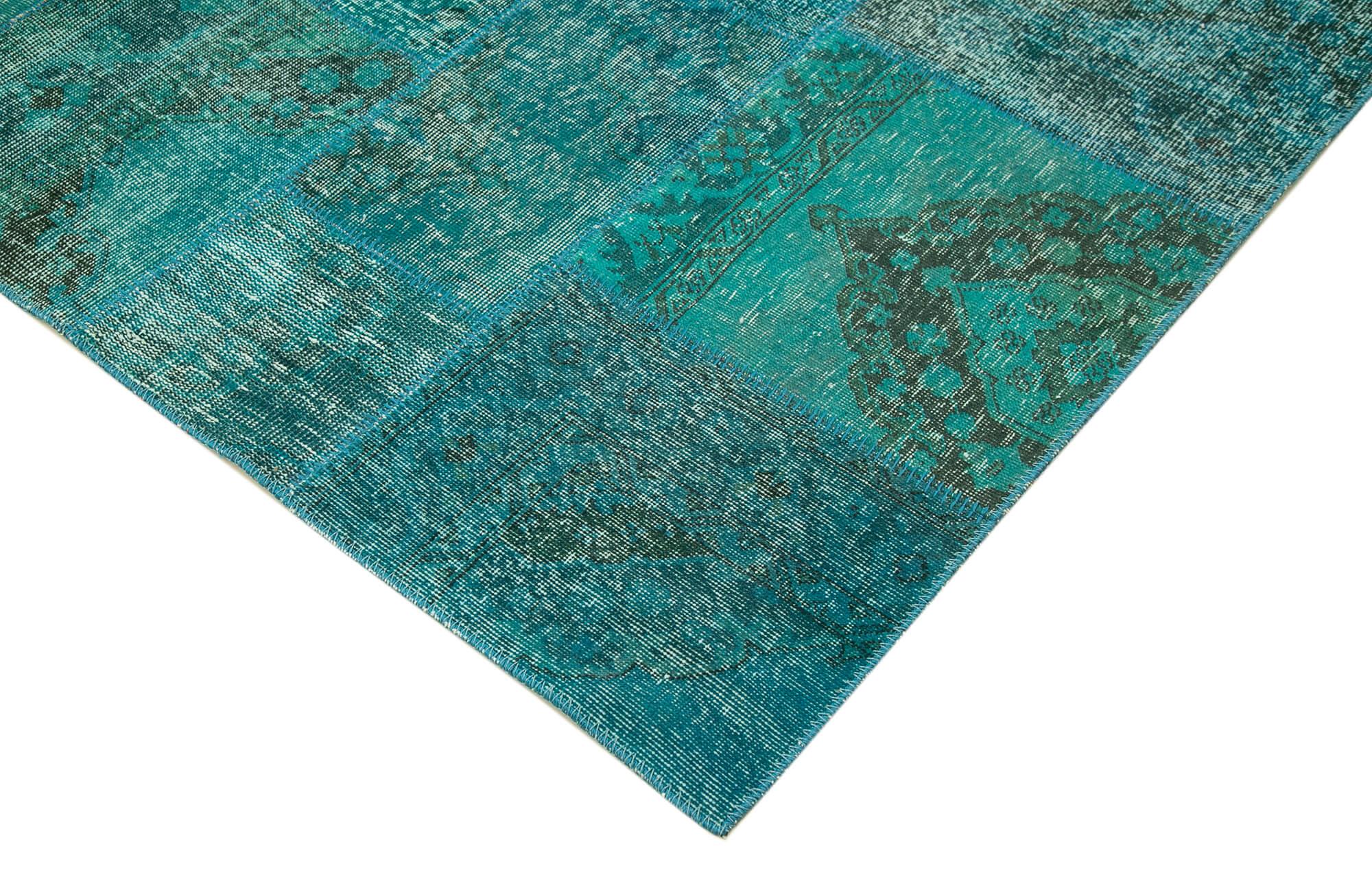 8 x 11 Turquoise Patchwork Rug- 3797