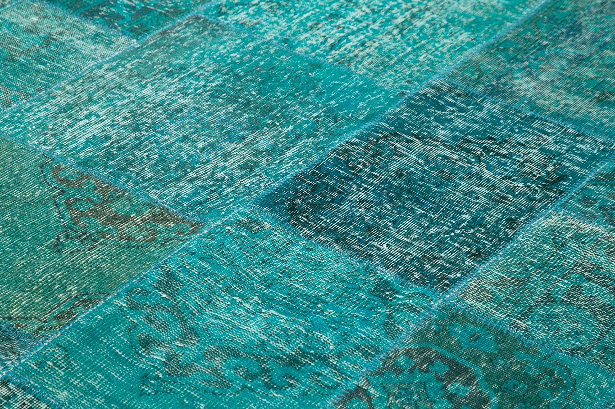 8 x 11 Turquoise Patchwork Rug- 3797