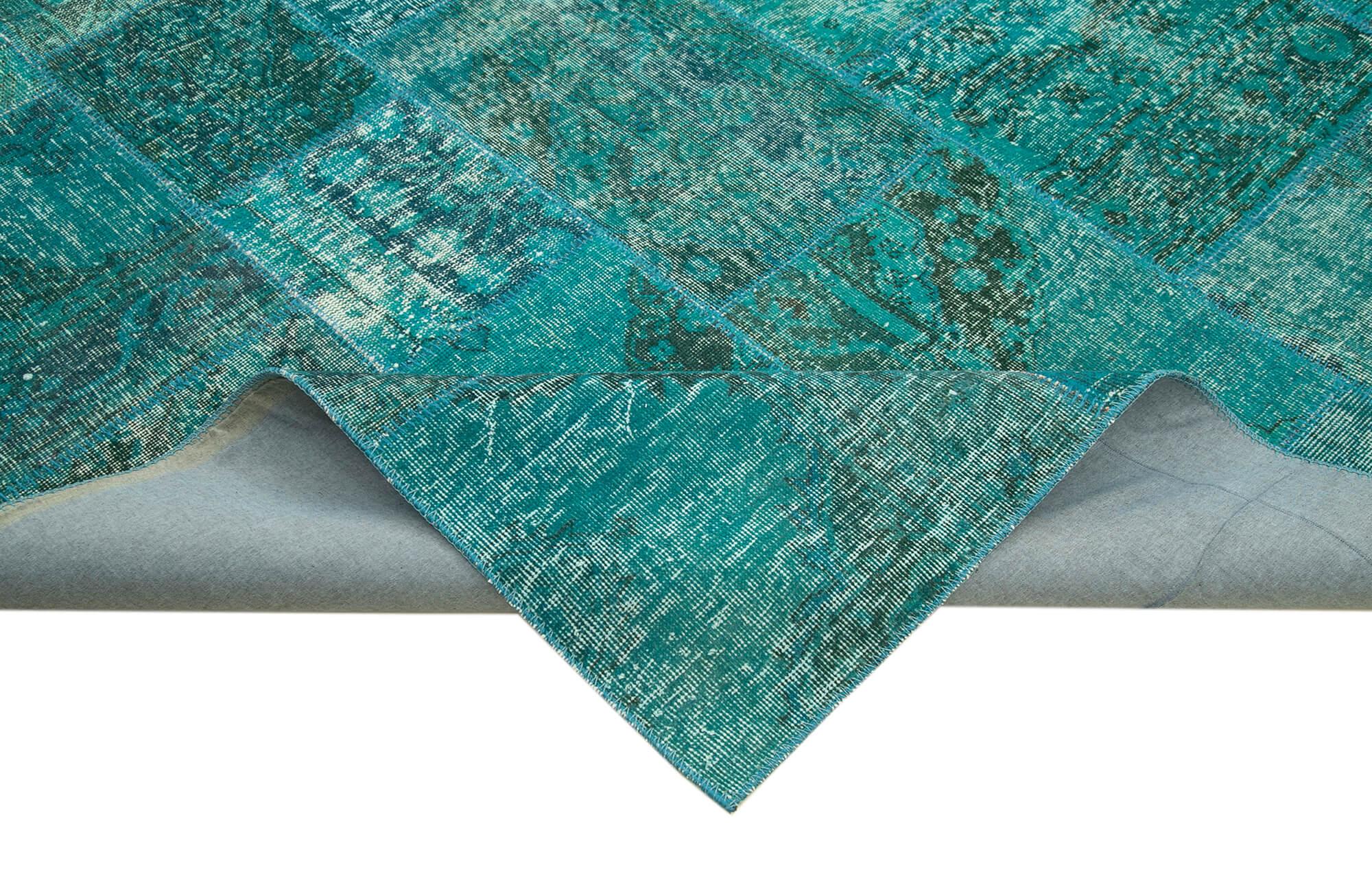 8 x 11 Turquoise Patchwork Rug- 3797