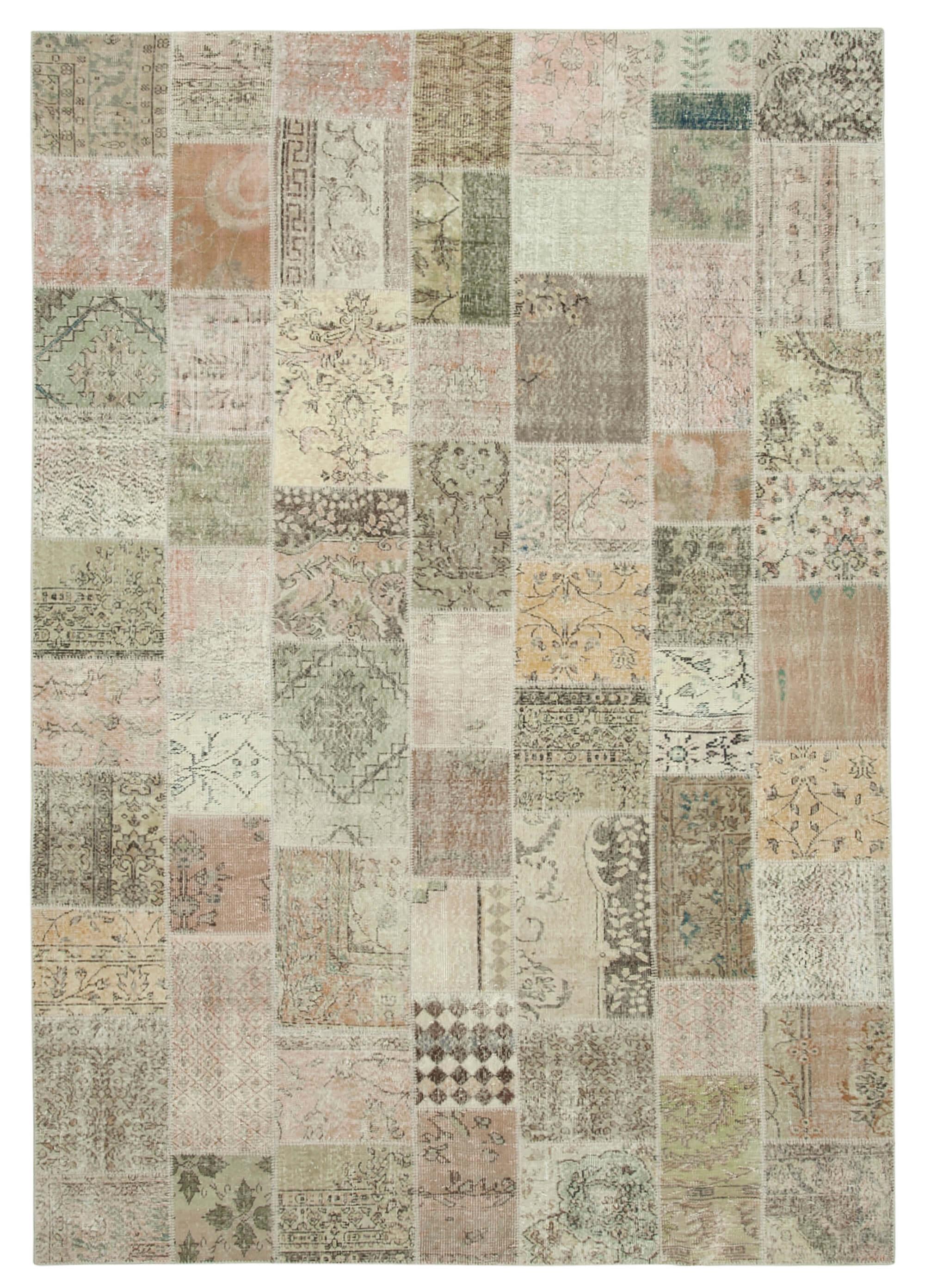 8 x 11 Beige Patchwork Rug- 3799