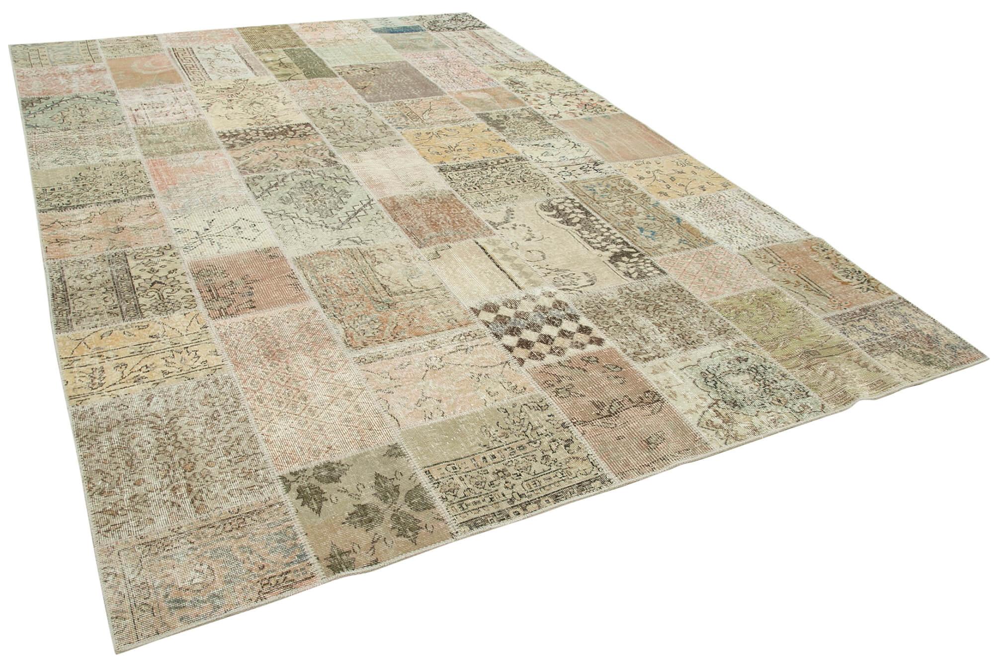 8 x 11 Beige Patchwork Rug- 3799