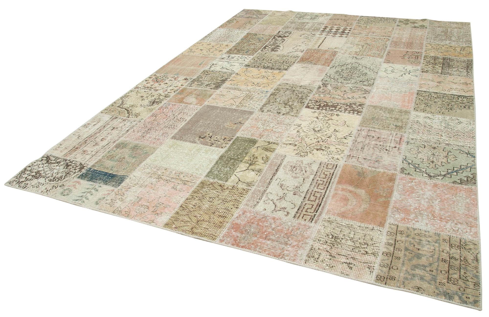 8 x 11 Beige Patchwork Rug- 3799