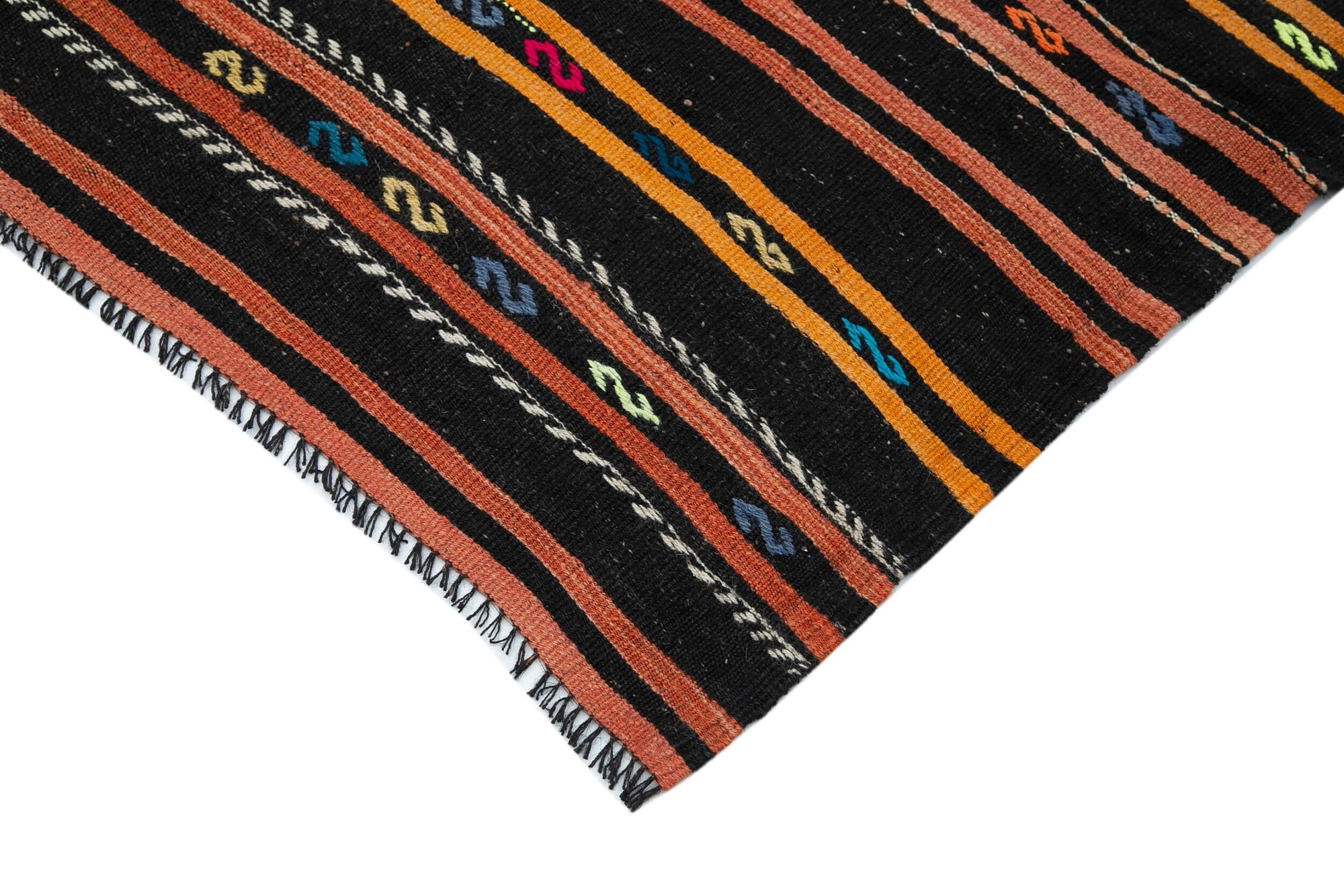 6 x 11 Black Vintage Turkish Kilim Rug - 3806